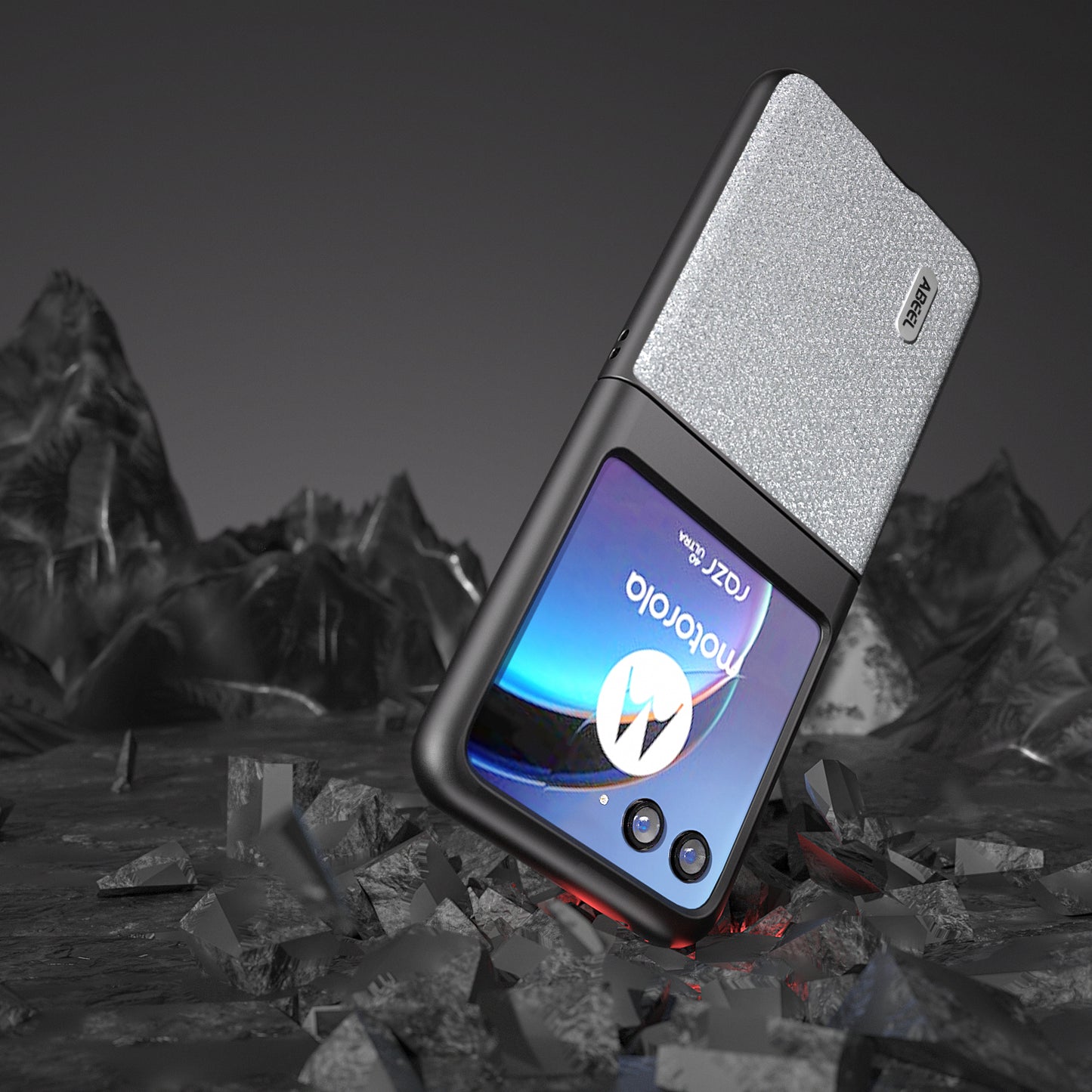 Uniqkart For Motorola Razr 40 Ultra 5G Rhinestone Texture Phone Case PU Leather + PC Anti-scratch Phone Cover - Silver