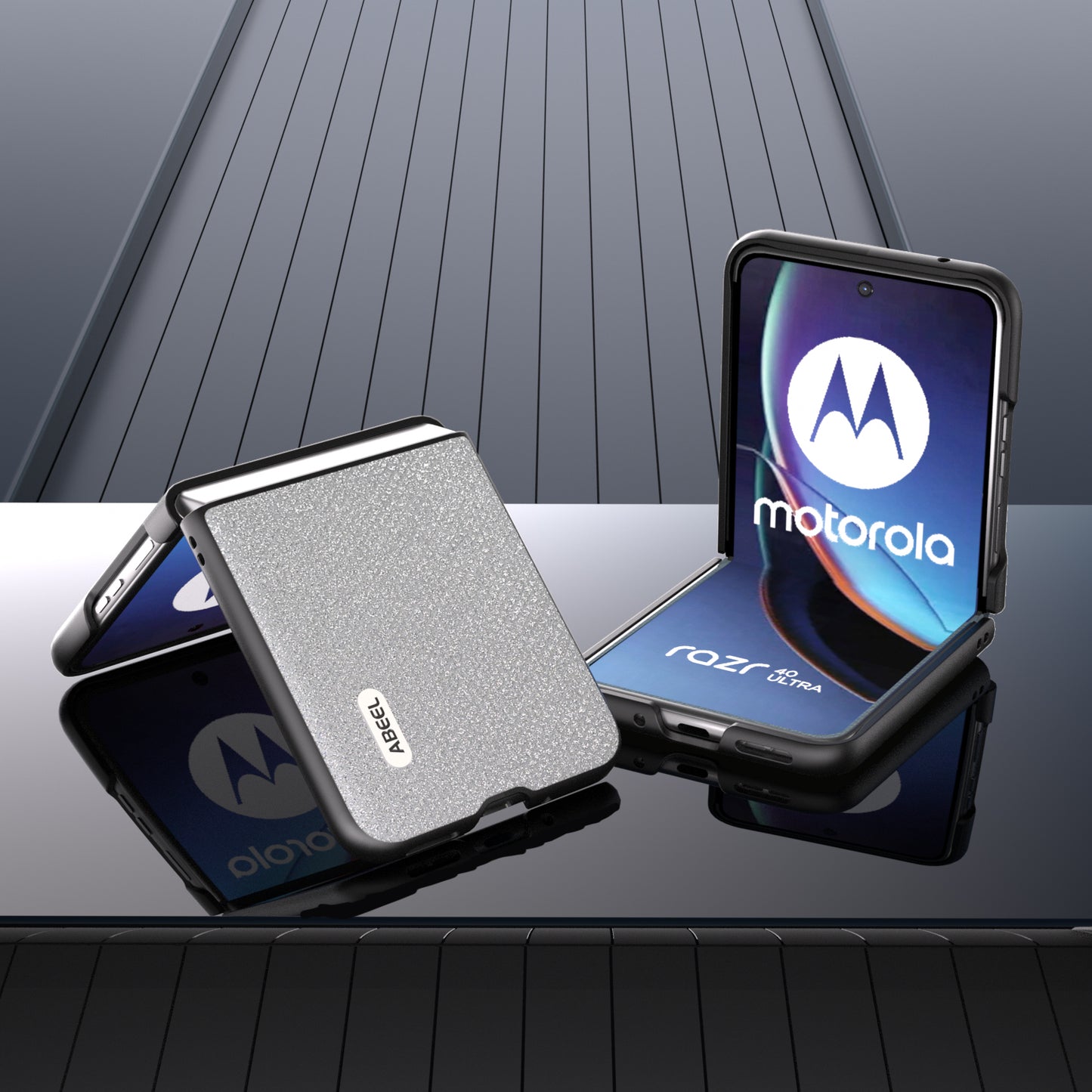 Uniqkart For Motorola Razr 40 Ultra 5G Rhinestone Texture Phone Case PU Leather + PC Anti-scratch Phone Cover - Silver