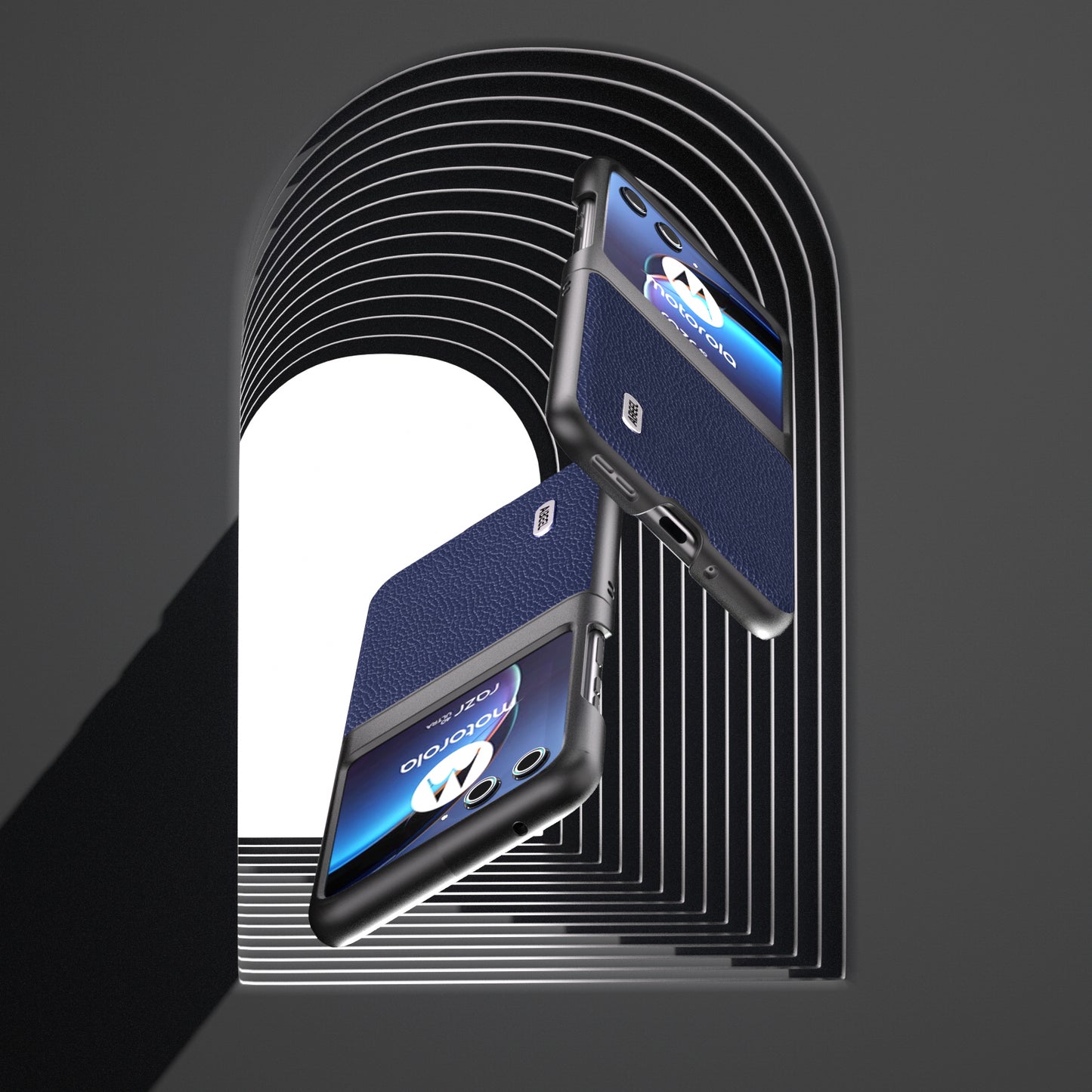 Uniqkart for Motorola Razr 40 Ultra 5G Cowhide Leather + PC Phone Case Matte Edges Phone Cover - Blue