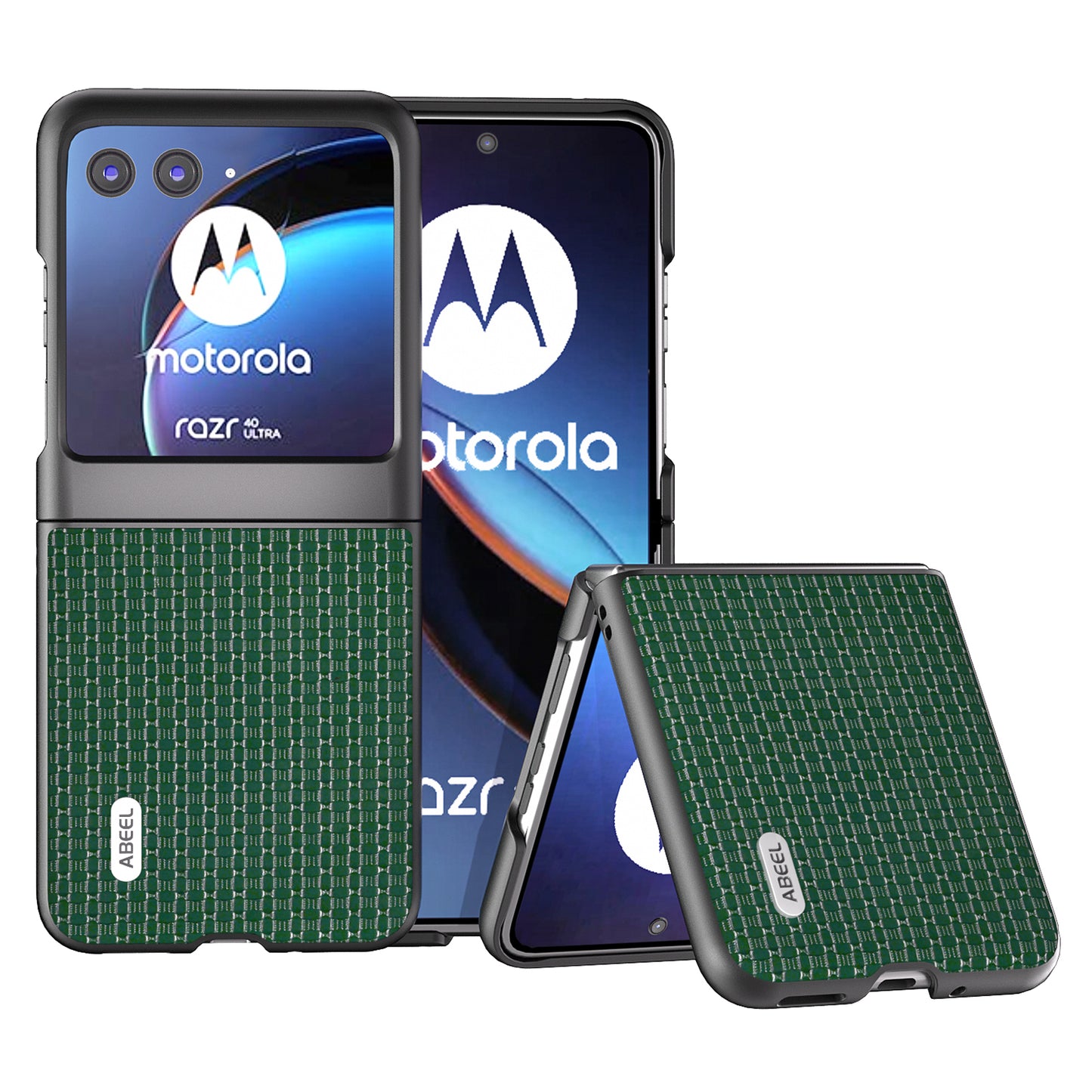 Uniqkart for Motorola Razr 40 Ultra 5G Anti-scratch Phone Case Cowhide Leather + Hard PC Phone Cover - Green