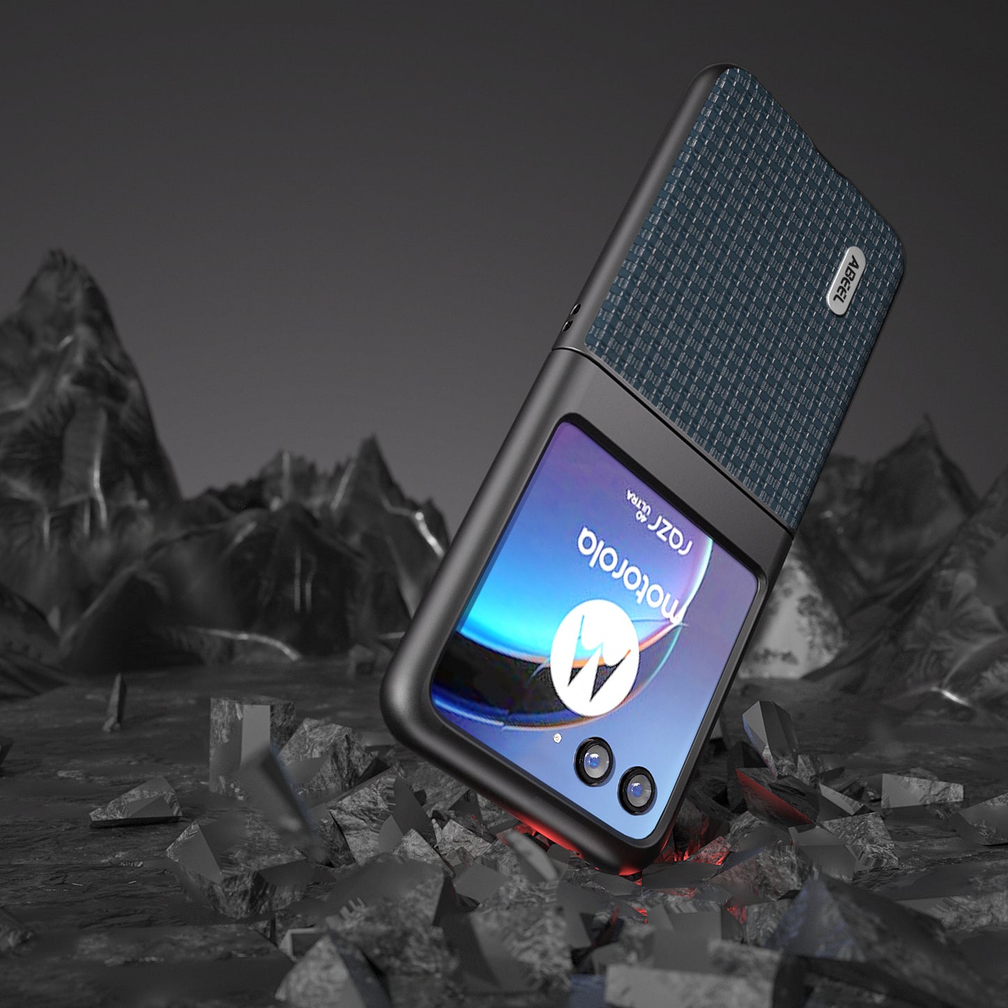 Uniqkart for Motorola Razr 40 Ultra 5G Anti-scratch Phone Case Cowhide Leather + Hard PC Phone Cover - Blue