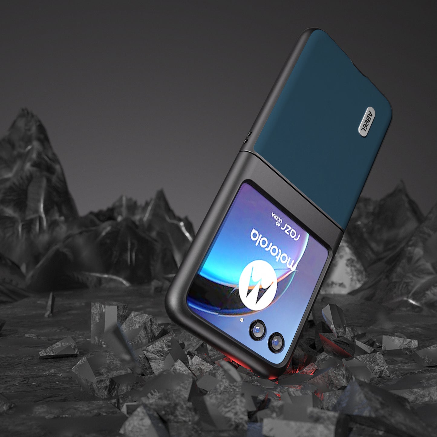 Uniqkart For Motorola Razr 40 Ultra 5G Anti-drop Phone Case Cowhide Leather Coated PC Smartphone Cover - Blue