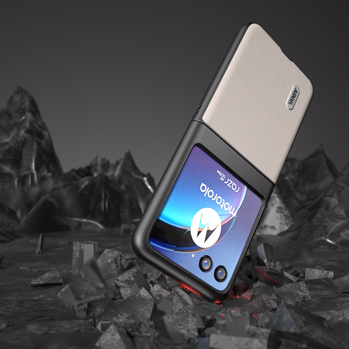 Uniqkart for Motorola Razr 40 Ultra 5G Genuine Cow Leather + Hard PC Shell Anti-scratch Phone Case - Grey