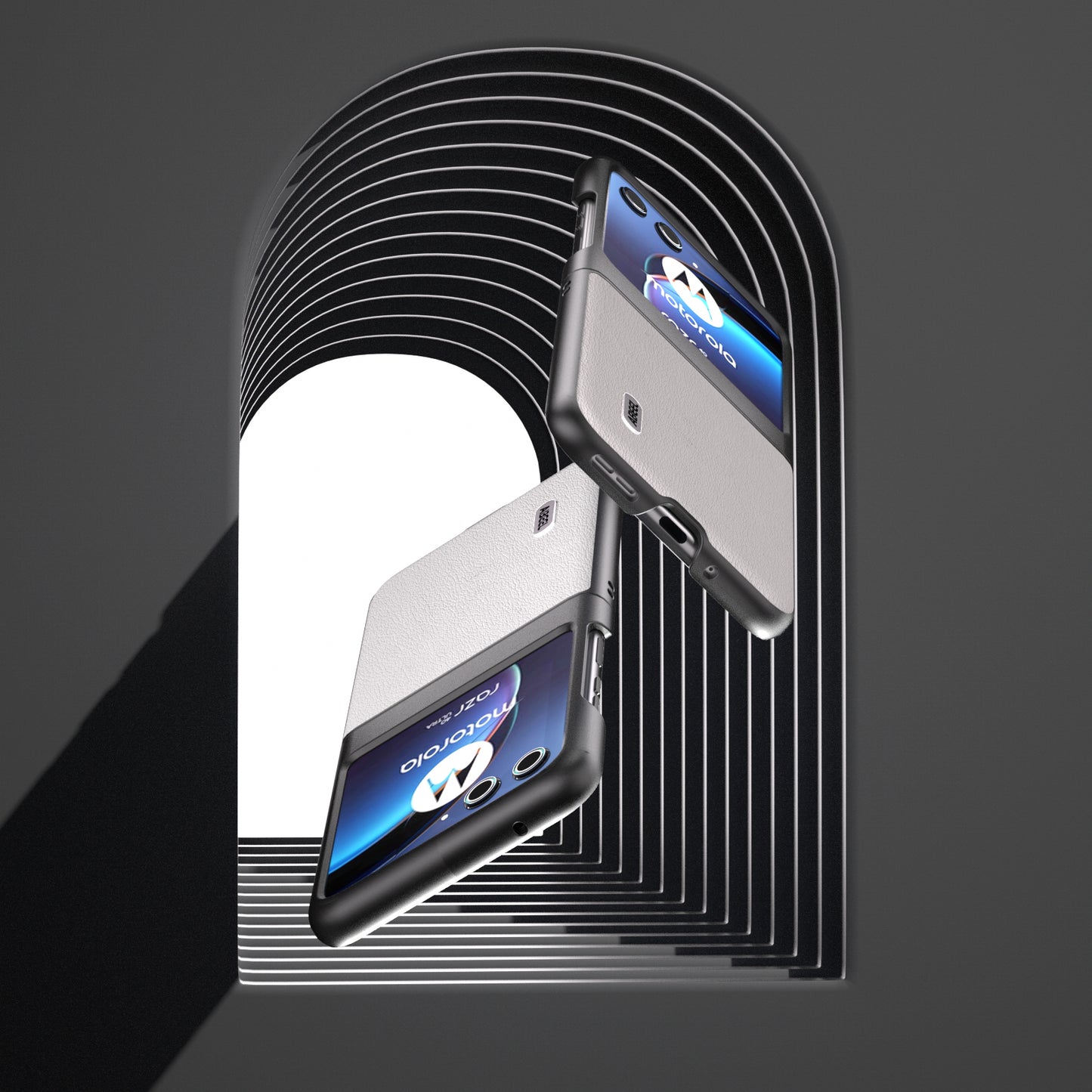 Uniqkart for Motorola Razr 40 Ultra 5G Genuine Cow Leather + Hard PC Shell Anti-scratch Phone Case - Grey