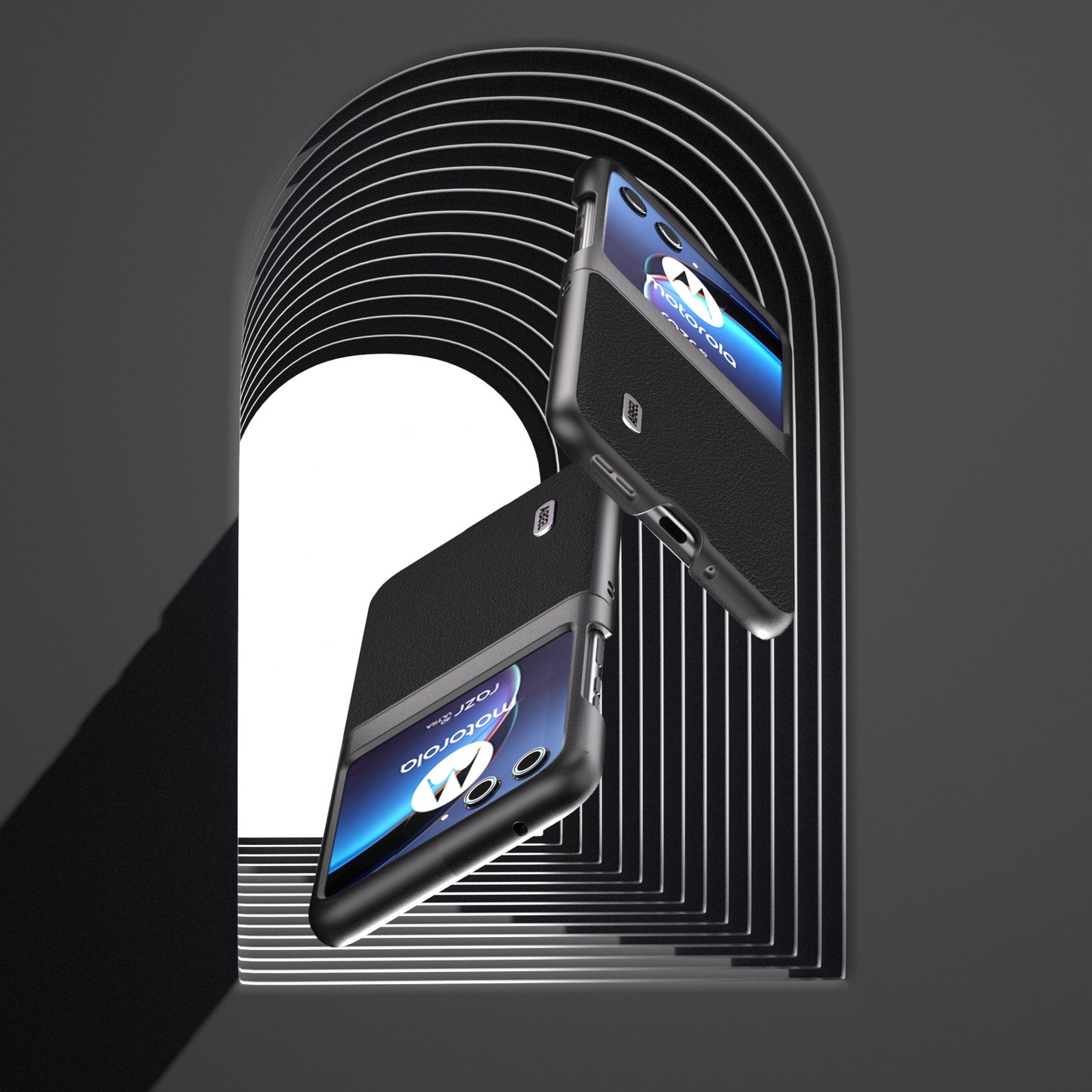 Uniqkart For Motorola Razr 40 Ultra 5G Genuine Cow Leather + Hard PC Shell Anti-scratch Phone Case - Black