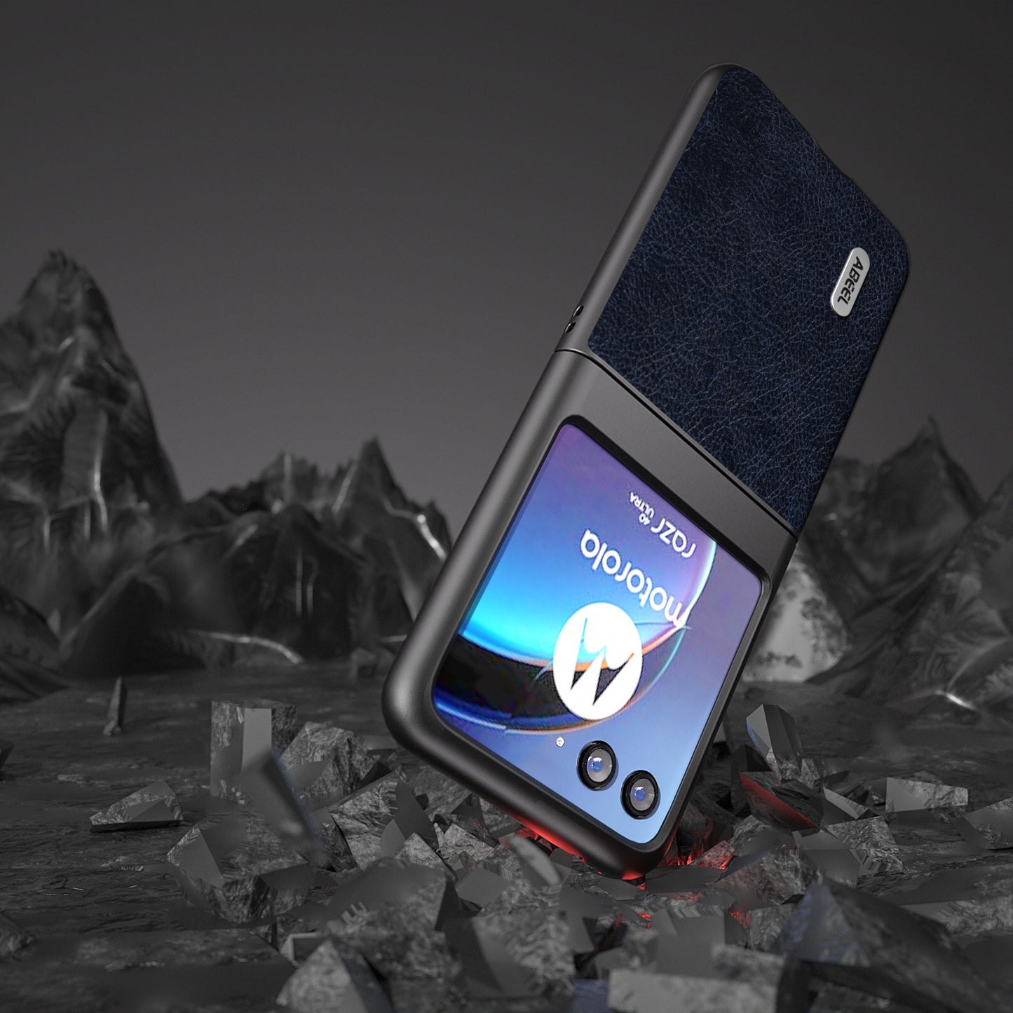 Uniqkart For Motorola Razr 40 Ultra 5G PU Leather + Hard PC Anti-Slip Phone Case Retro Litchi Texture Protective Cover - Blue