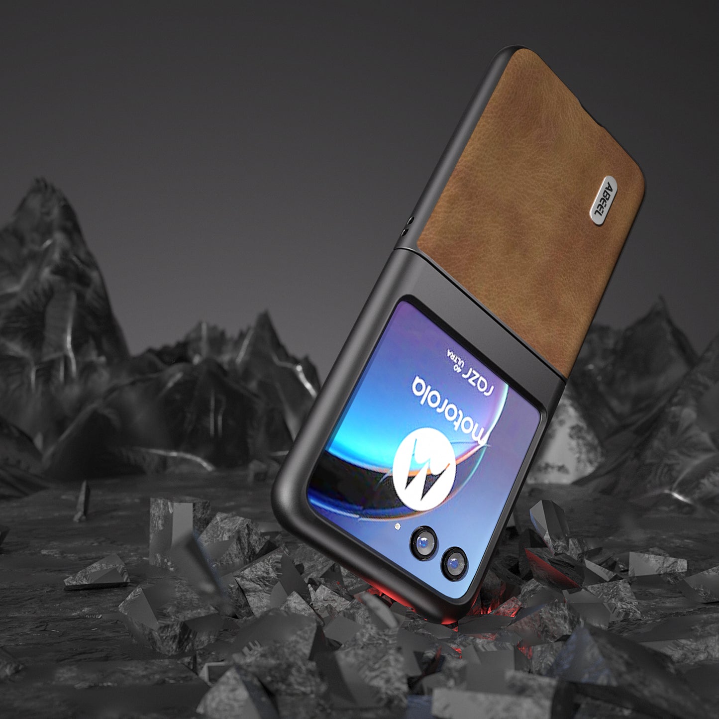 Uniqkart For Motorola Razr 40 Ultra 5G PU Leather + Hard PC Anti-Slip Phone Case Retro Litchi Texture Protective Cover - Brown