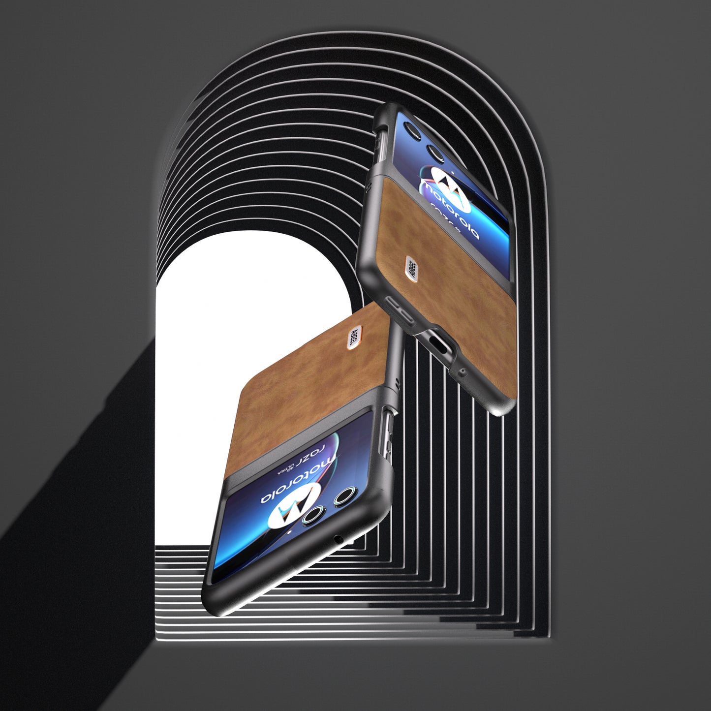 Uniqkart For Motorola Razr 40 Ultra 5G PU Leather + Hard PC Anti-Slip Phone Case Retro Litchi Texture Protective Cover - Brown