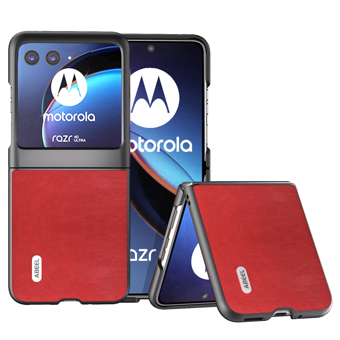 Uniqkart For Motorola Razr 40 Ultra 5G PU Leather + Hard PC Anti-Slip Phone Case Retro Litchi Texture Protective Cover - Red