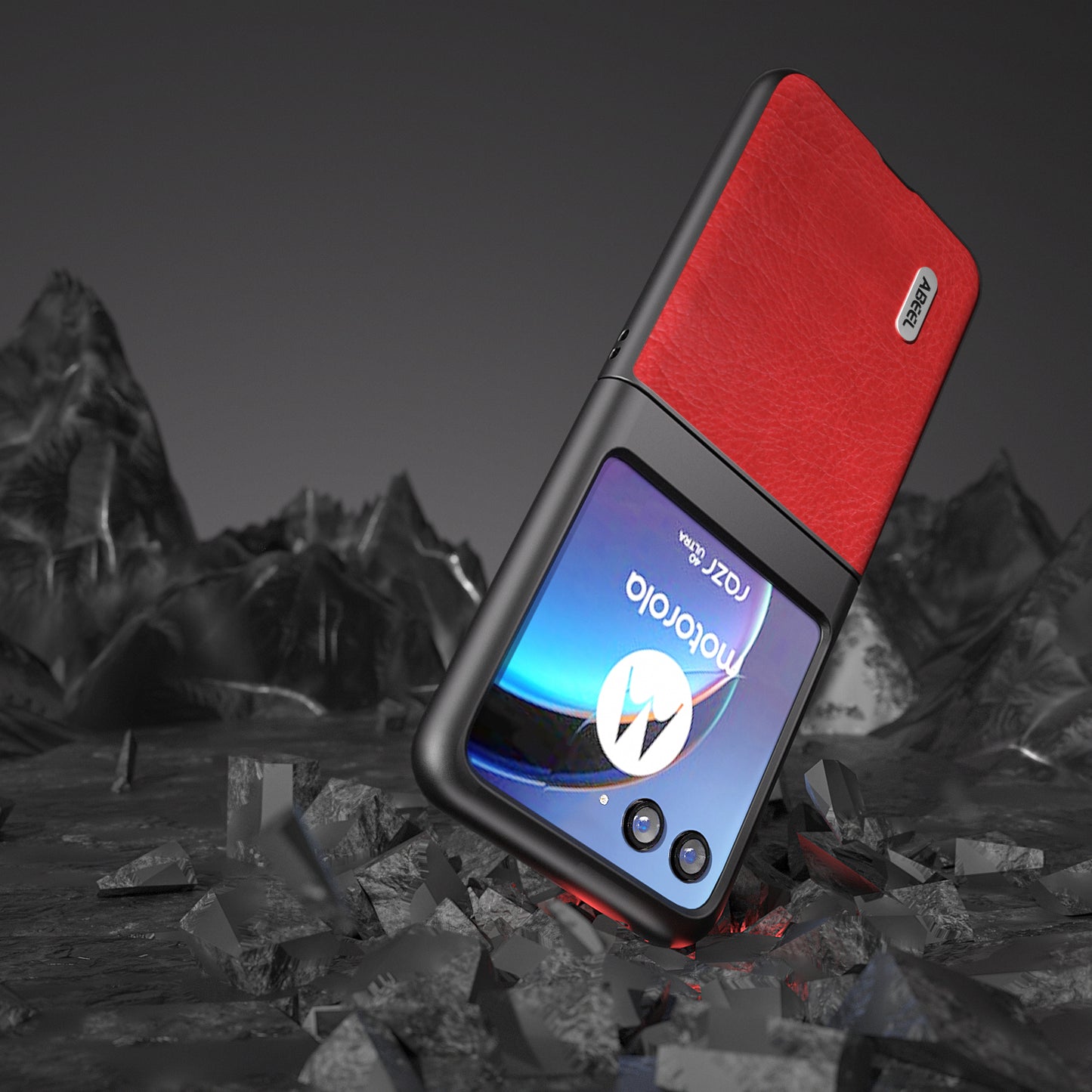 Uniqkart For Motorola Razr 40 Ultra 5G PU Leather + Hard PC Anti-Slip Phone Case Retro Litchi Texture Protective Cover - Red