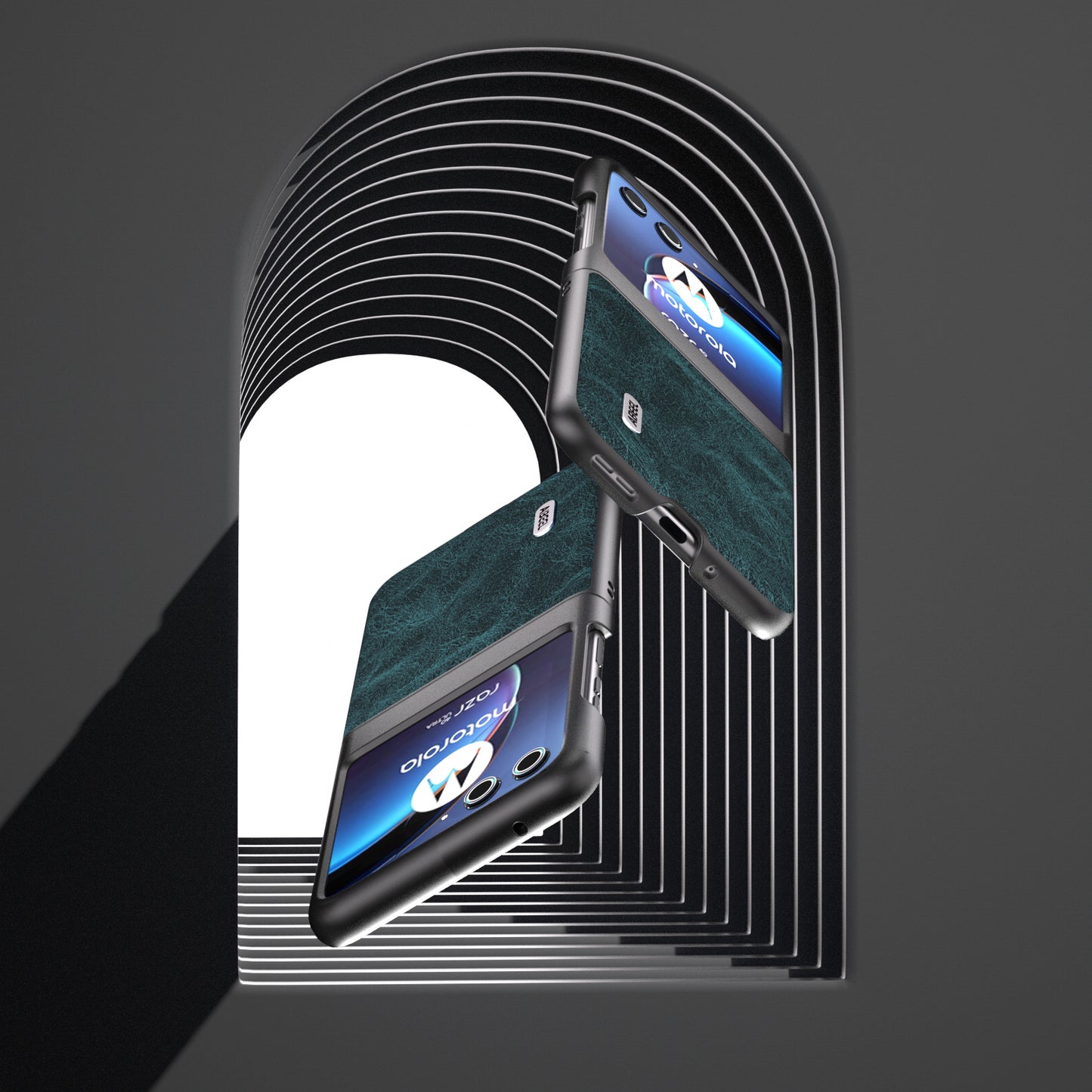 Uniqkart for Motorola Razr 40 Ultra 5G PU Leather + PC Litchi Texture Phone Case Anti-Drop Protective Cover - Blue