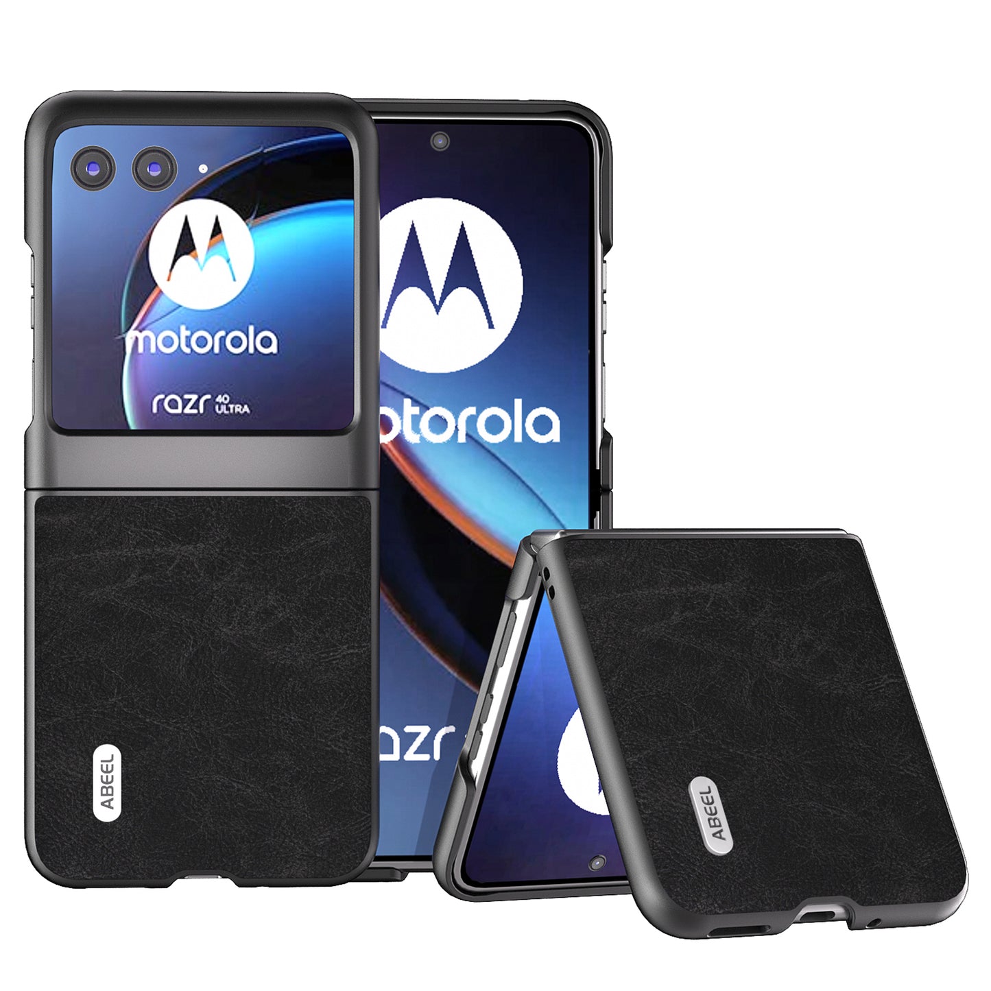 Uniqkart for Motorola Razr 40 Ultra 5G PU Leather + PC Litchi Texture Phone Case Anti-Drop Protective Cover - Black