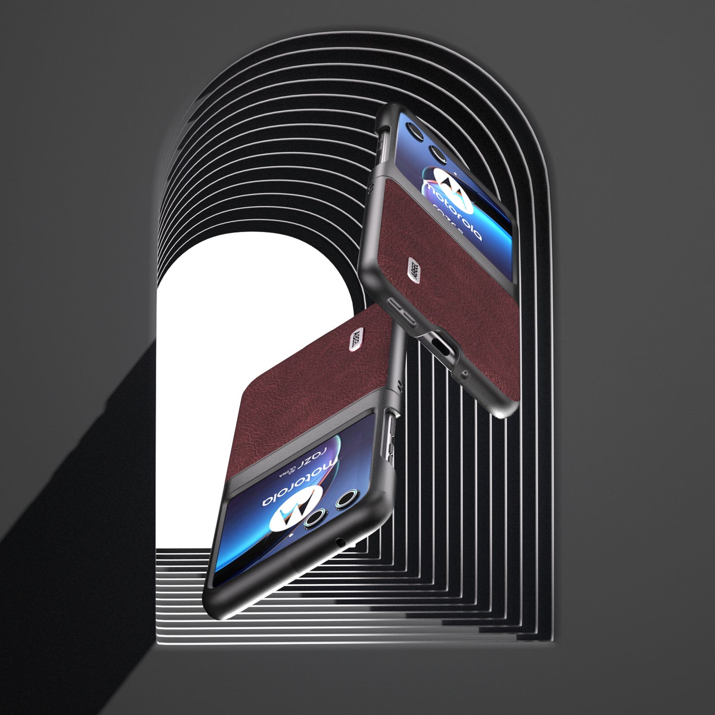 Uniqkart For Motorola Razr 40 Ultra 5G PU Leather + PC Litchi Texture Phone Case Anti-Drop Protective Cover - Purplish Red