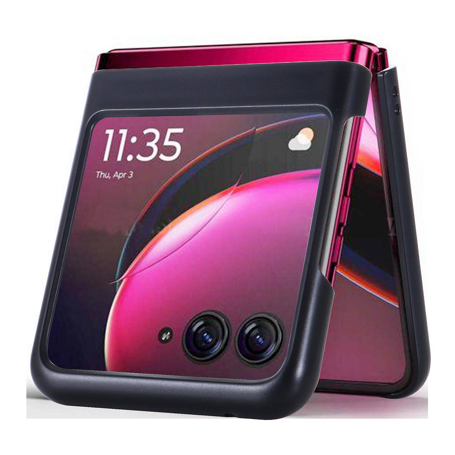 Uniqkart for Motorola Razr 40 Ultra 5G Vintage Phone Case PU Leather Coated Hard PC Protective Cover - Black