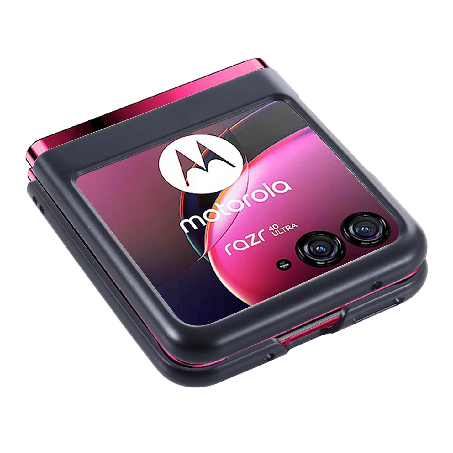 Uniqkart for Motorola Razr 40 Ultra 5G Vintage Phone Case PU Leather Coated Hard PC Protective Cover - Black