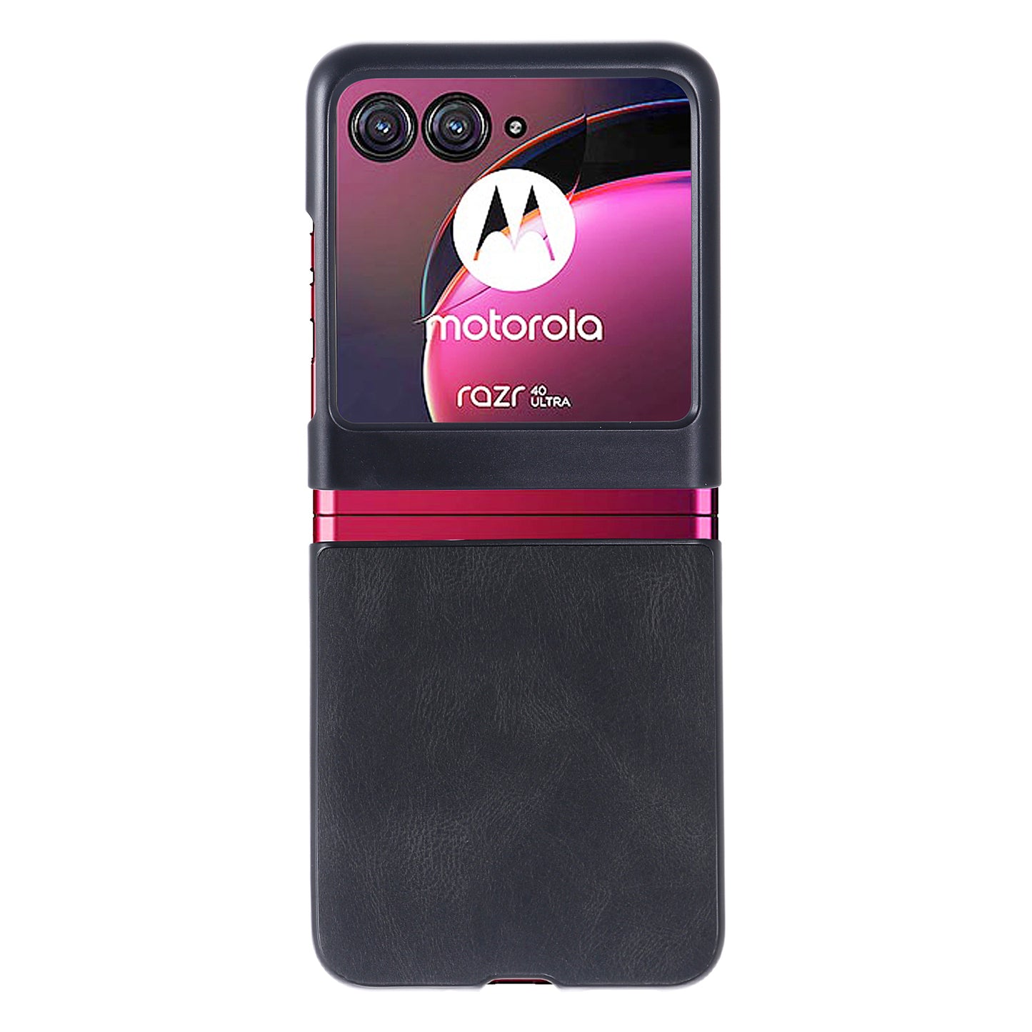 Uniqkart for Motorola Razr 40 Ultra 5G Vintage Phone Case PU Leather Coated Hard PC Protective Cover - Black
