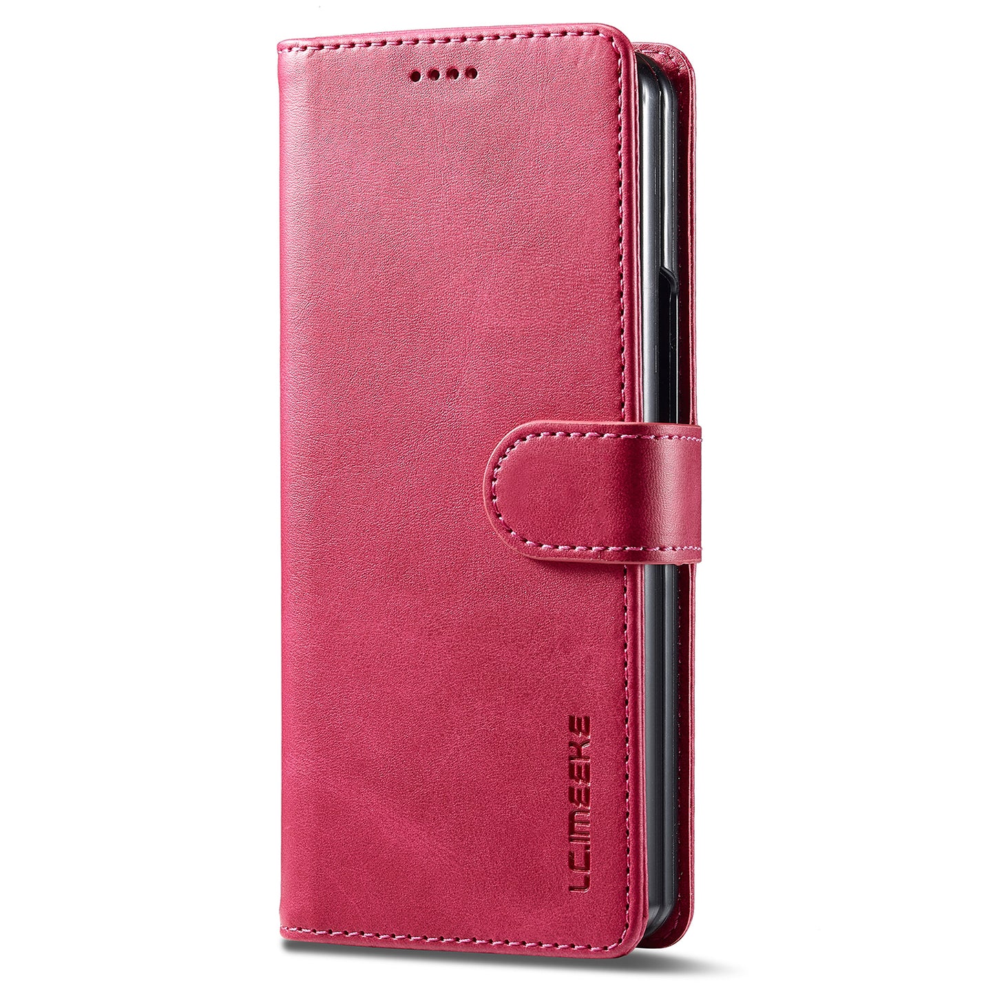 Uniqkart For Samsung Galaxy Z Fold5 5G Wallet Leather Phone Case Stand Calf Texture Phone Cover - Rose