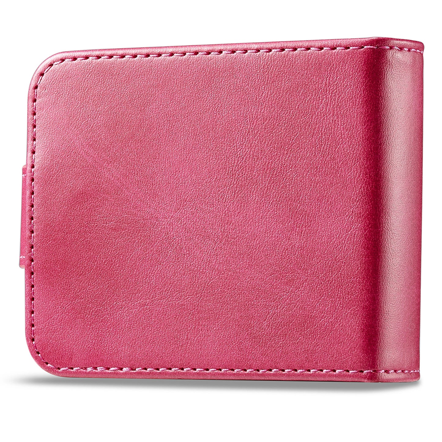 Uniqkart For Samsung Galaxy Z Flip5 5G PU Leather Phone Case Card Holder Calf Texture Stand Cover - Rose