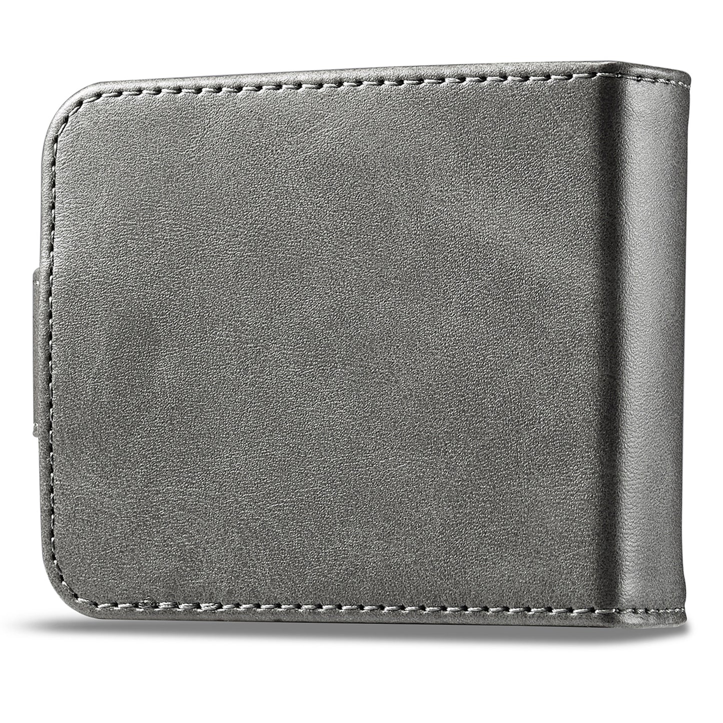 Uniqkart For Samsung Galaxy Z Flip5 5G PU Leather Phone Case Card Holder Calf Texture Stand Cover - Grey