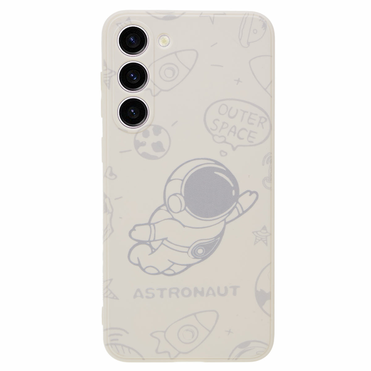 Uniqkart for Samsung Galaxy S23 Precise Cutout TPU Phone Case Space Astronaut Pattern Phone Cover - White