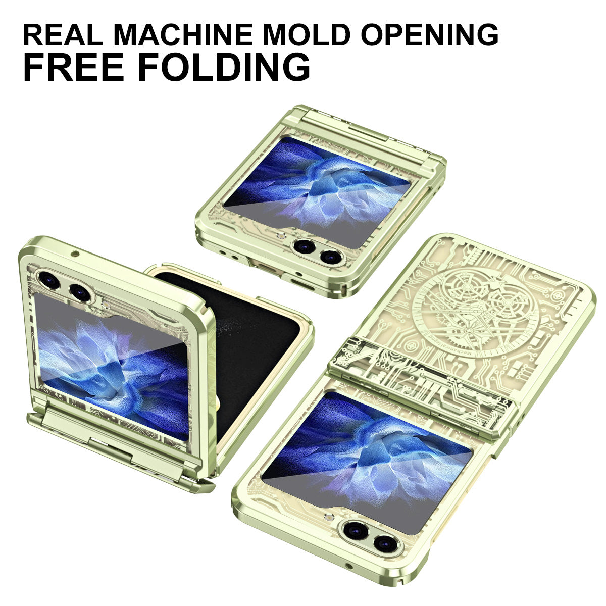 Mechanical Legend Series Hard PC Case for Samsung Galaxy Z Flip5 5G Protective Phone Case Electroplating Cover - Matcha Green