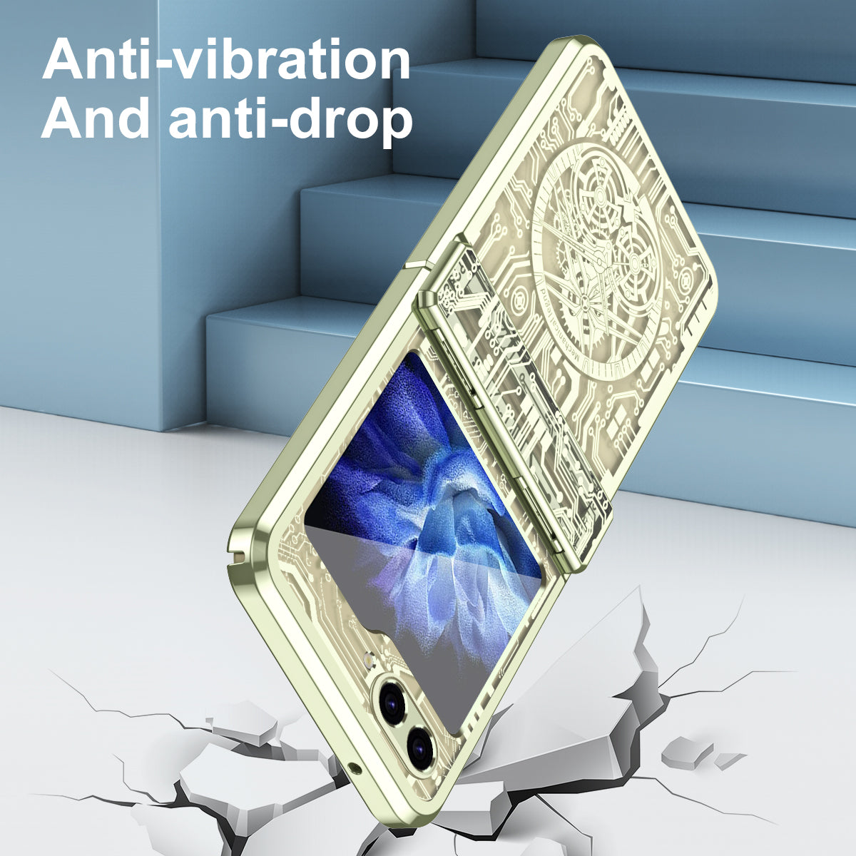 Mechanical Legend Series Hard PC Case for Samsung Galaxy Z Flip5 5G Protective Phone Case Electroplating Cover - Matcha Green