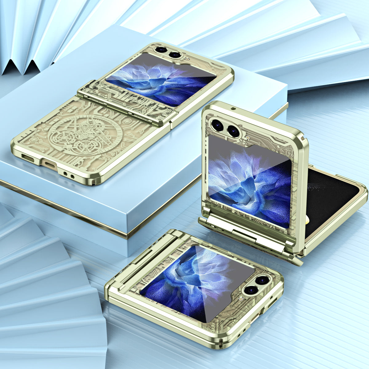 Mechanical Legend Series Hard PC Case for Samsung Galaxy Z Flip5 5G Protective Phone Case Electroplating Cover - Matcha Green