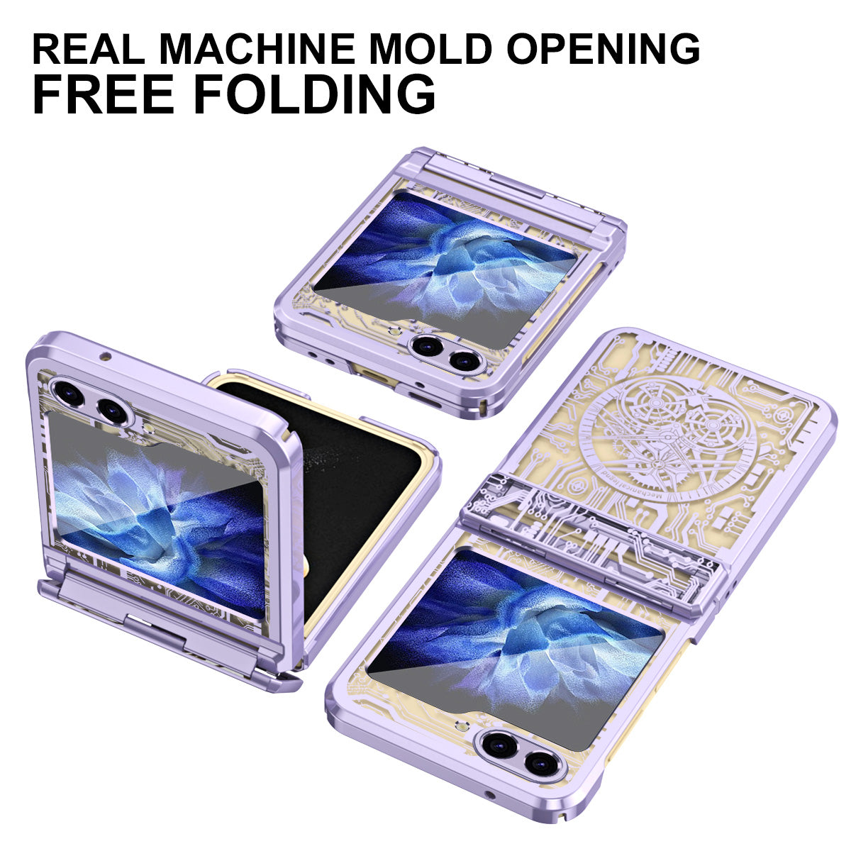 Mechanical Legend Series Hard PC Case for Samsung Galaxy Z Flip5 5G Protective Phone Case Electroplating Cover - Purple
