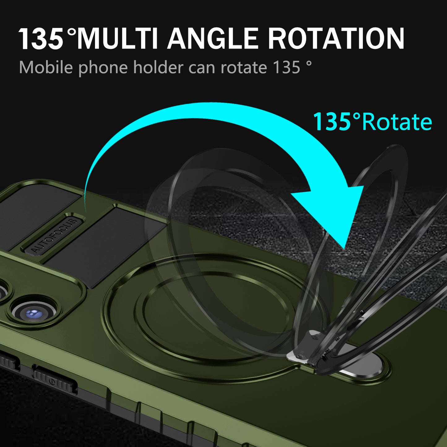 Uniqkart for Samsung Galaxy S23 Ring Kickstand Phone Case Shockproof PC+TPU Magnetic Cover - Green