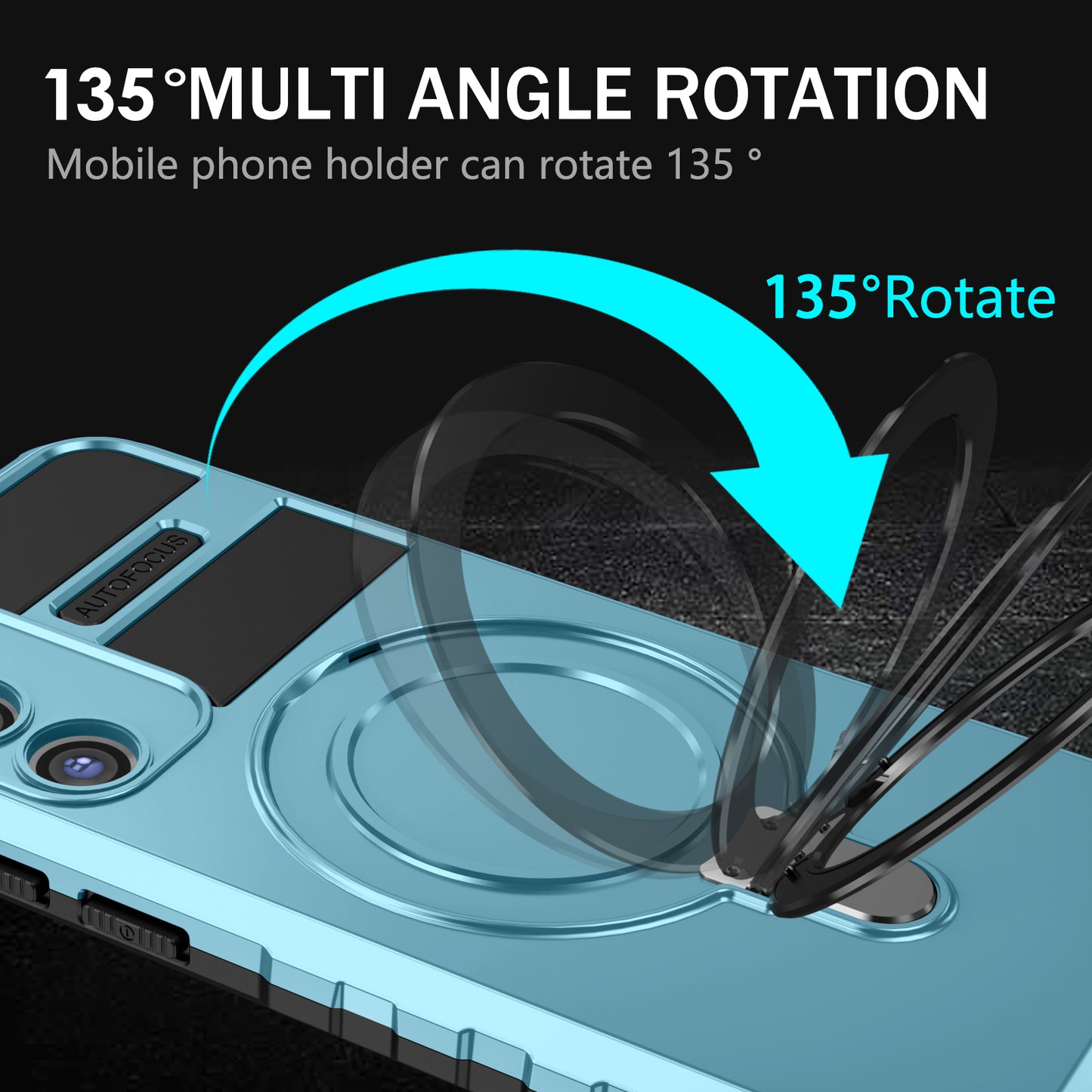 Uniqkart for Samsung Galaxy S23 Ring Kickstand Phone Case Shockproof PC+TPU Magnetic Cover - Baby Blue