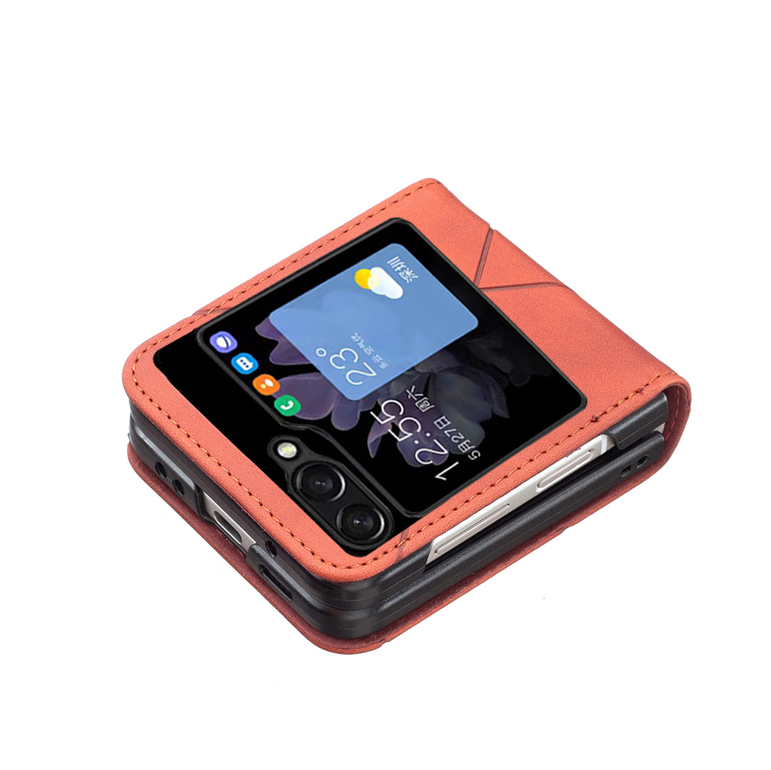 Binfen Color For Samsung Galaxy Z Flip5 5G Phone Case PU Leather+PC Imprinted Pattern Cover - Brown