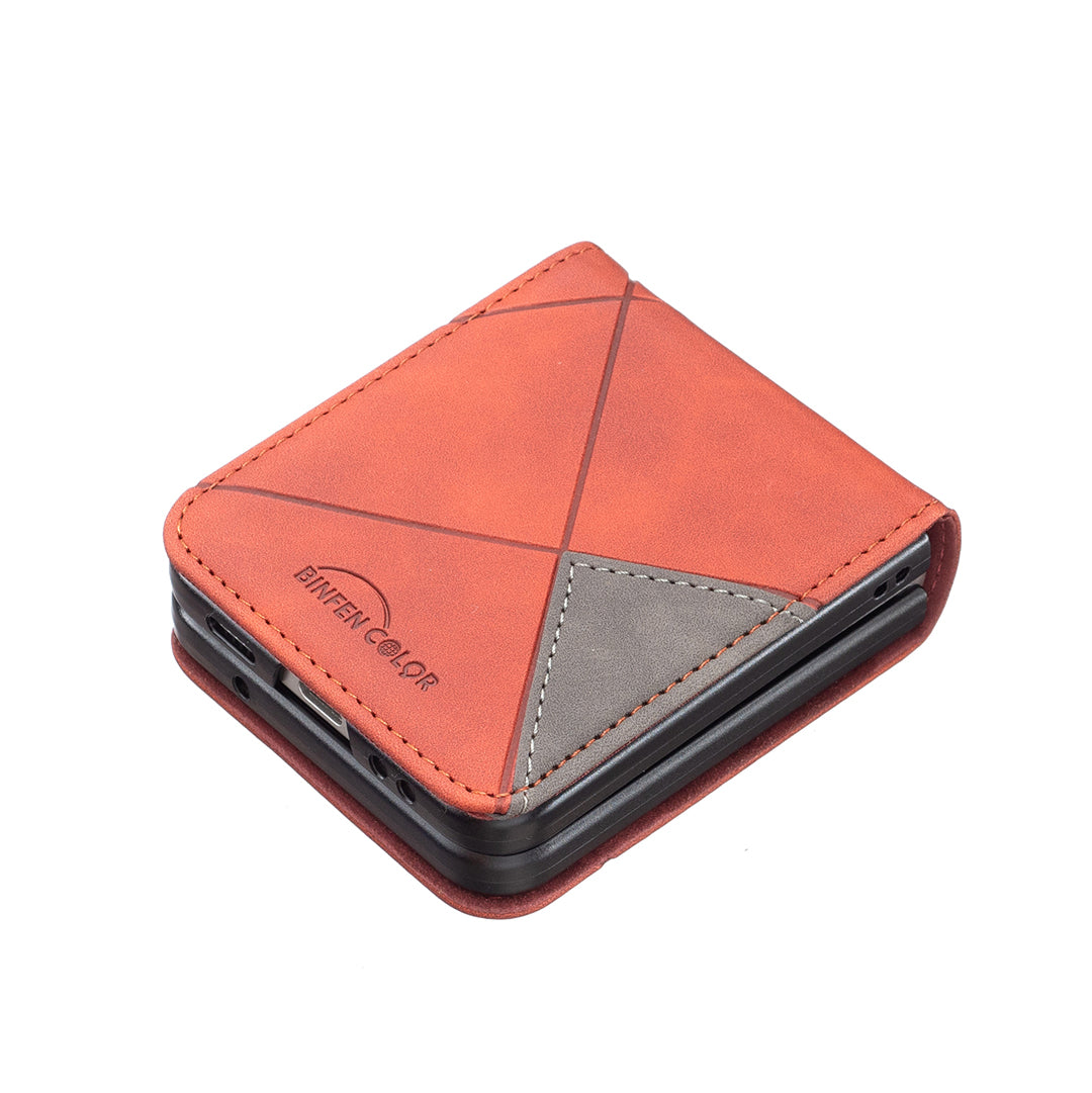 Binfen Color For Samsung Galaxy Z Flip5 5G Phone Case PU Leather+PC Imprinted Pattern Cover - Brown