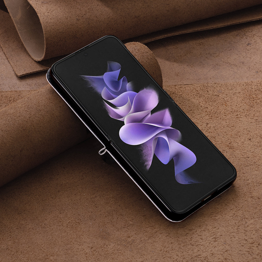 Uniqkart for Samsung Galaxy Z Flip5 5G PU Leather+PC Phone Case Pattern Printing Protective Cover - Panda