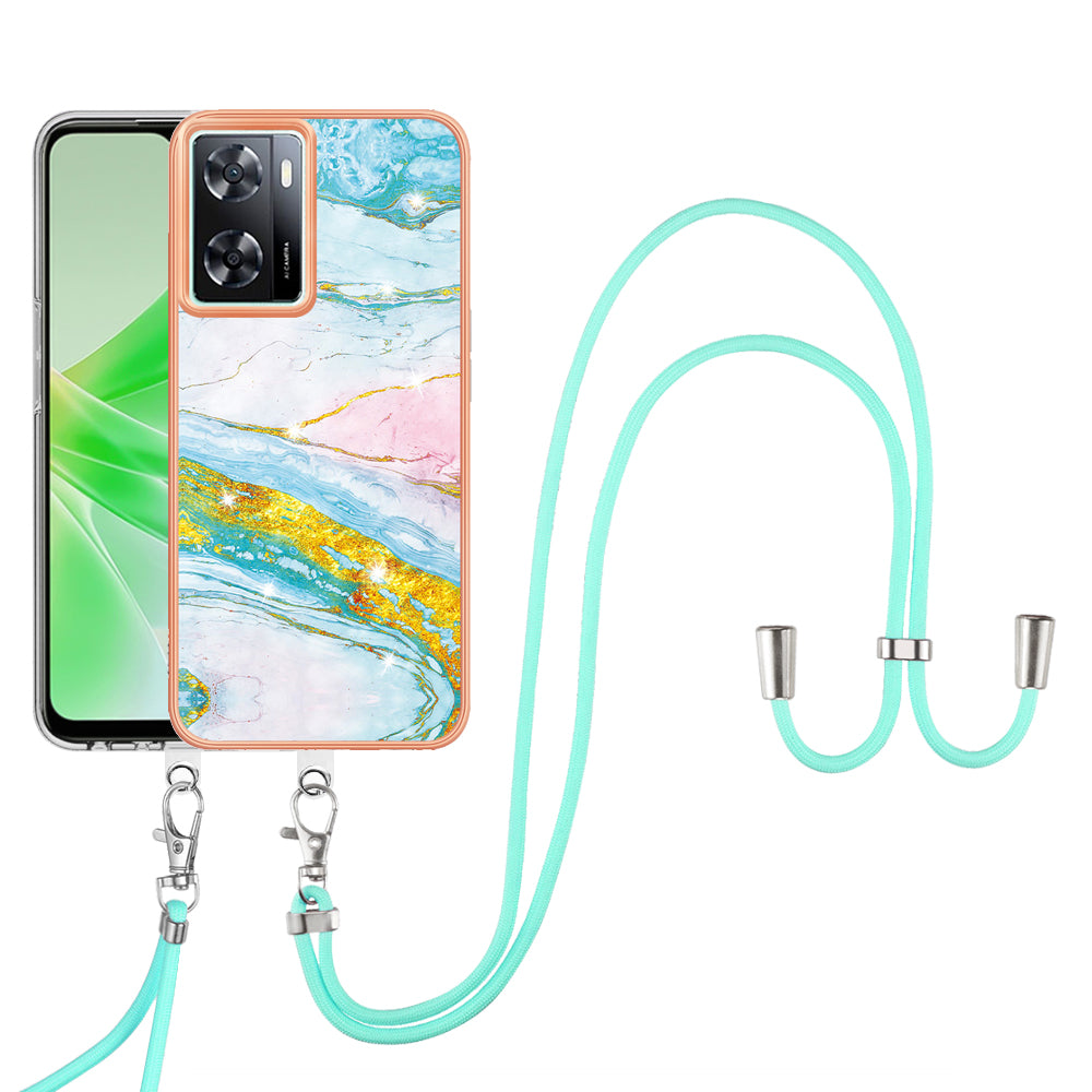 YB IMD Series-9 TPU Phone Case for OnePlus Nord N300 5G / Oppo A57 4G / A57 (2022) 5G / A77 5G / K10 5G / Realme Q5i / Narzo 50 5G / V23 5G , Marble Pattern IMD Cover - Green 004