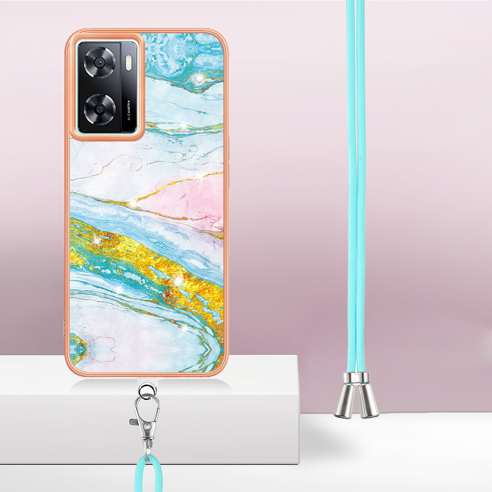 YB IMD Series-9 TPU Phone Case for OnePlus Nord N300 5G / Oppo A57 4G / A57 (2022) 5G / A77 5G / K10 5G / Realme Q5i / Narzo 50 5G / V23 5G , Marble Pattern IMD Cover - Green 004