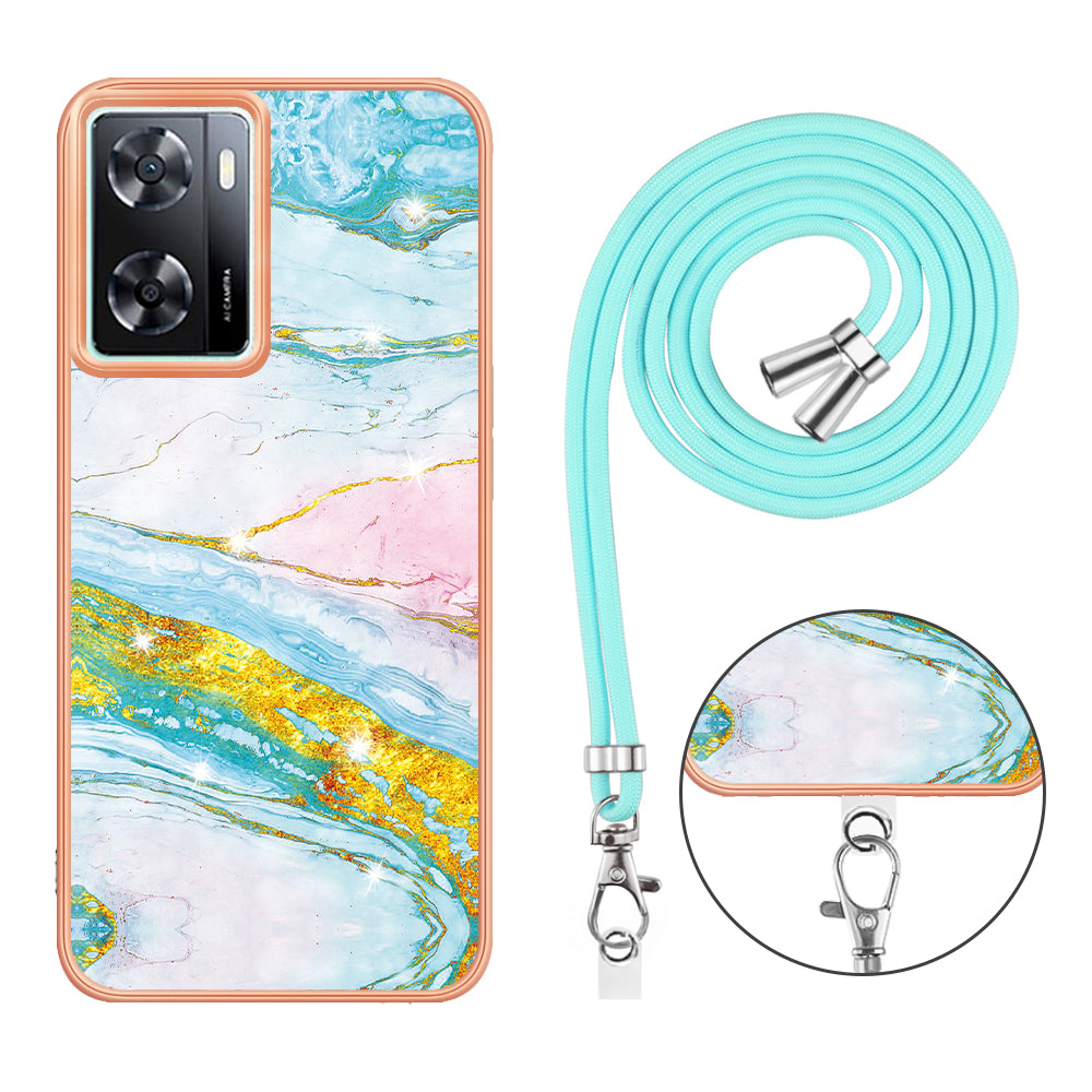 YB IMD Series-9 TPU Phone Case for OnePlus Nord N300 5G / Oppo A57 4G / A57 (2022) 5G / A77 5G / K10 5G / Realme Q5i / Narzo 50 5G / V23 5G , Marble Pattern IMD Cover - Green 004