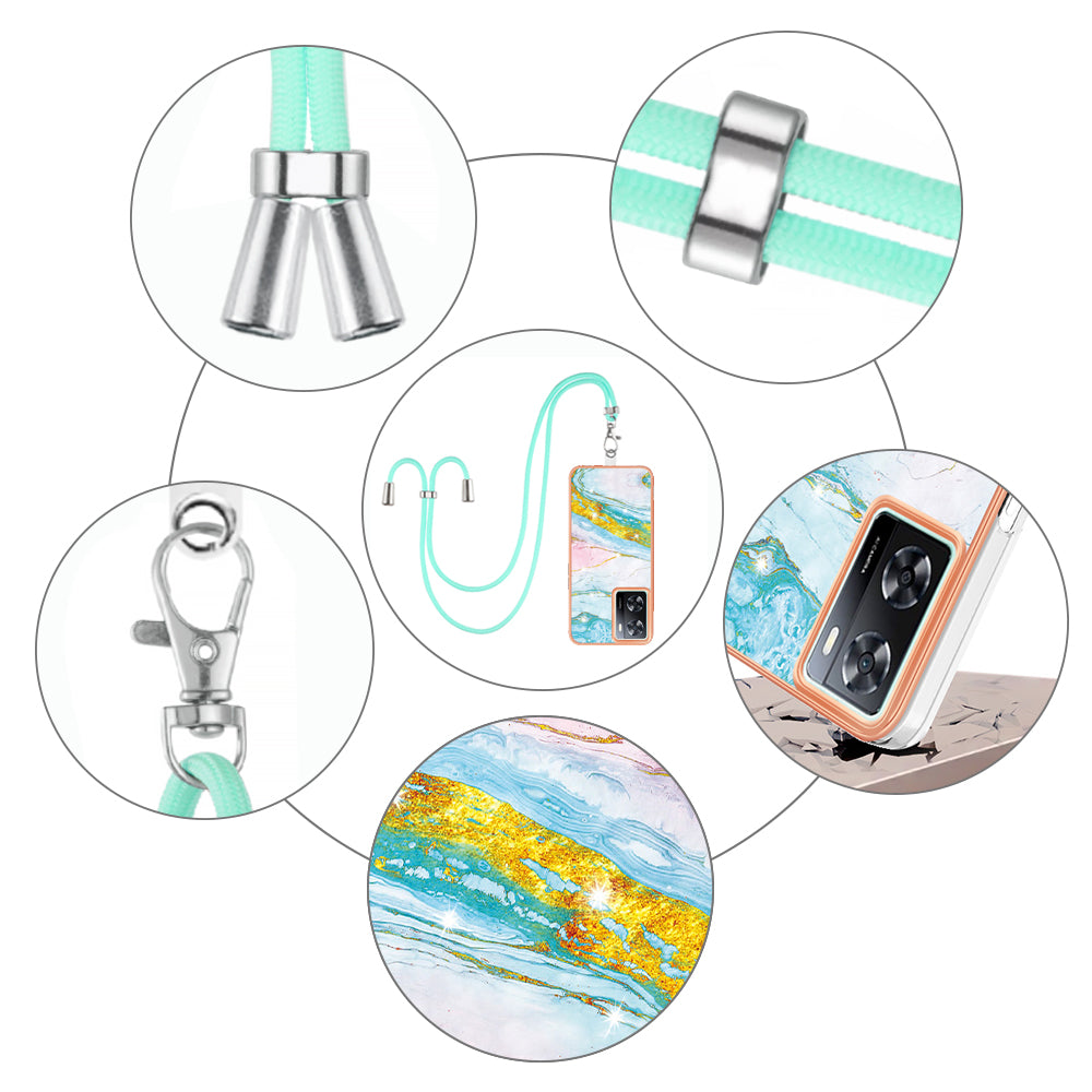 YB IMD Series-9 TPU Phone Case for OnePlus Nord N300 5G / Oppo A57 4G / A57 (2022) 5G / A77 5G / K10 5G / Realme Q5i / Narzo 50 5G / V23 5G , Marble Pattern IMD Cover - Green 004