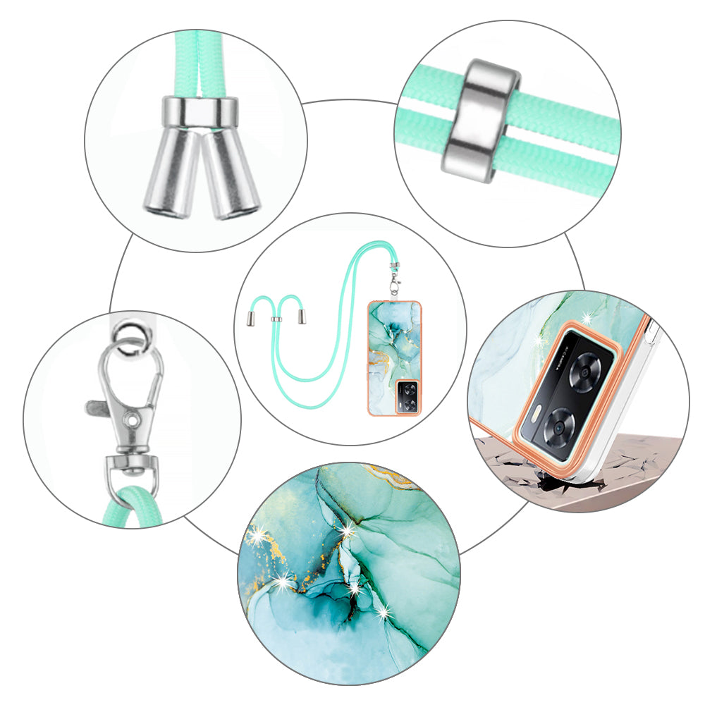 YB IMD Series-9 TPU Phone Case for OnePlus Nord N300 5G / Oppo A57 4G / A57 (2022) 5G / A77 5G / K10 5G / Realme Q5i / Narzo 50 5G / V23 5G , Marble Pattern IMD Cover - Green 003