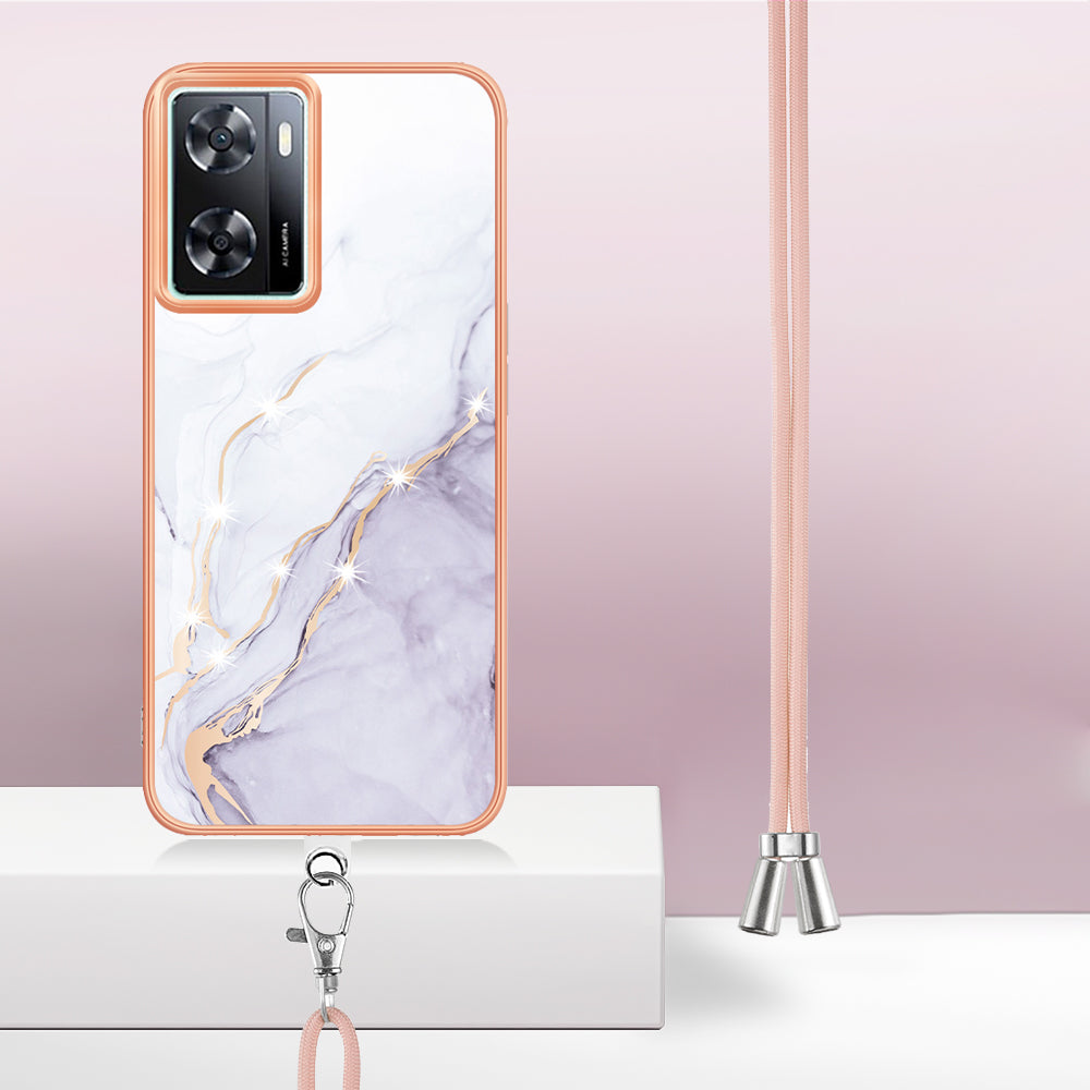 YB IMD Series-9 TPU Phone Case for OnePlus Nord N300 5G / Oppo A57 4G / A57 (2022) 5G / A77 5G / K10 5G / Realme Q5i / Narzo 50 5G / V23 5G , Marble Pattern IMD Cover - White 006