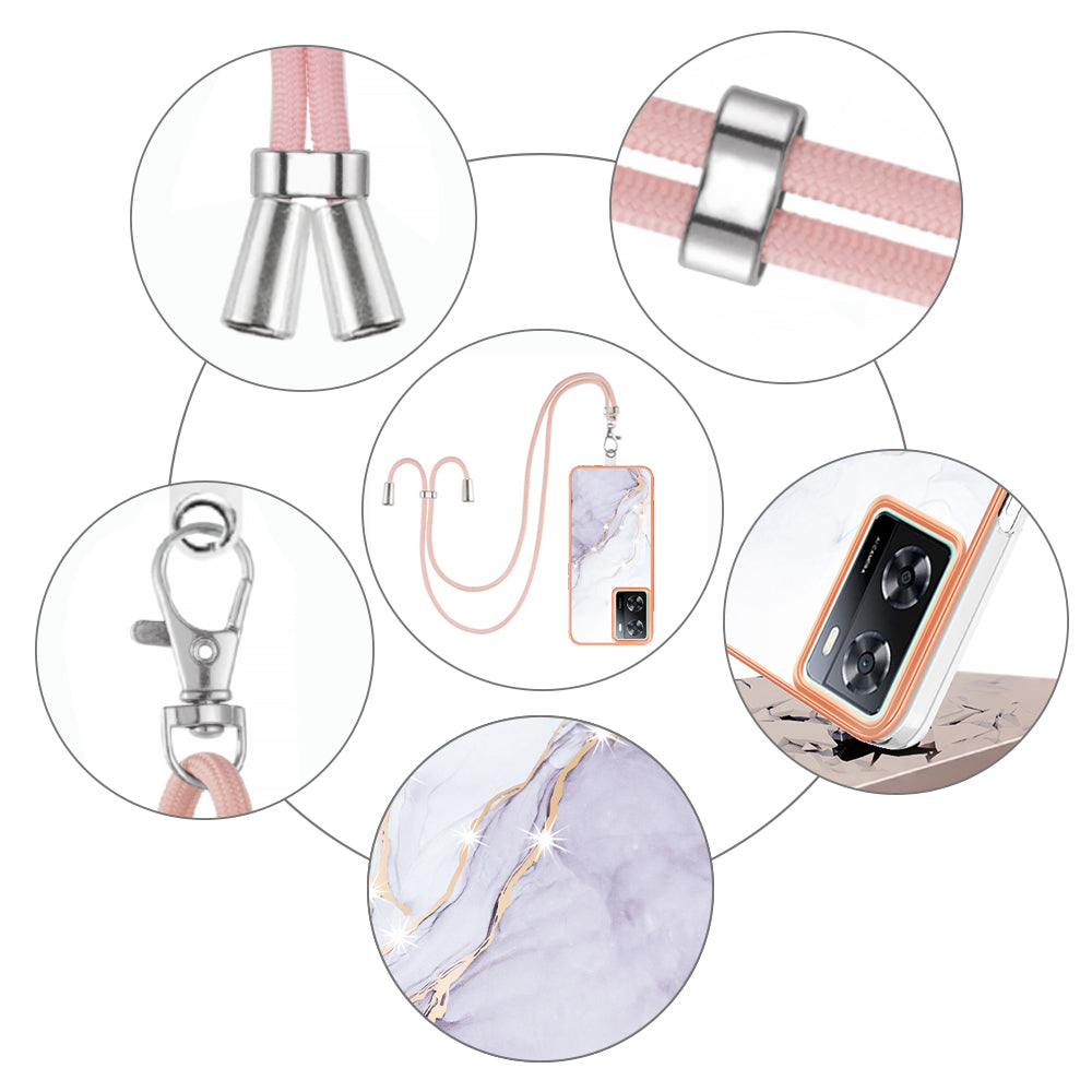 YB IMD Series-9 TPU Phone Case for OnePlus Nord N300 5G / Oppo A57 4G / A57 (2022) 5G / A77 5G / K10 5G / Realme Q5i / Narzo 50 5G / V23 5G , Marble Pattern IMD Cover - White 006