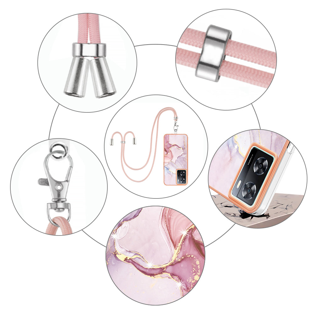 YB IMD Series-9 TPU Phone Case for OnePlus Nord N300 5G / Oppo A57 4G / A57 (2022) 5G / A77 5G / K10 5G / Realme Q5i / Narzo 50 5G / V23 5G , Marble Pattern IMD Cover - Rose Gold 005