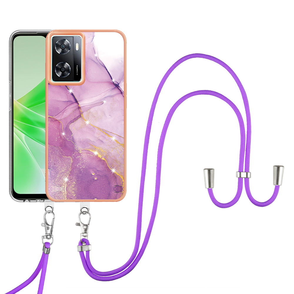 YB IMD Series-9 TPU Phone Case for OnePlus Nord N300 5G / Oppo A57 4G / A57 (2022) 5G / A77 5G / K10 5G / Realme Q5i / Narzo 50 5G / V23 5G , Marble Pattern IMD Cover - Purple 001