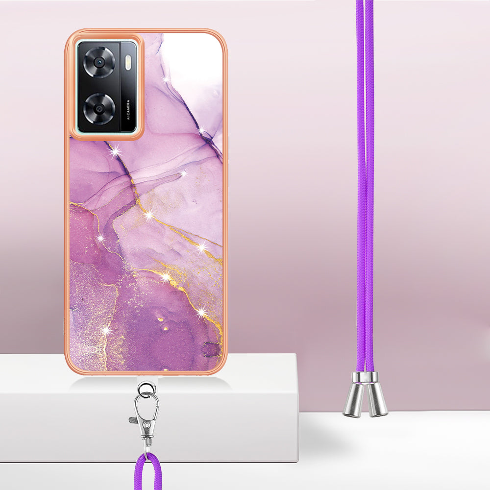 YB IMD Series-9 TPU Phone Case for OnePlus Nord N300 5G / Oppo A57 4G / A57 (2022) 5G / A77 5G / K10 5G / Realme Q5i / Narzo 50 5G / V23 5G , Marble Pattern IMD Cover - Purple 001