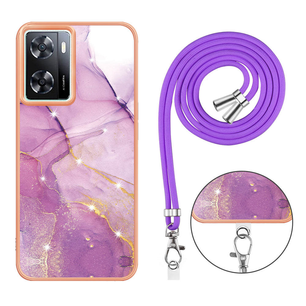 YB IMD Series-9 TPU Phone Case for OnePlus Nord N300 5G / Oppo A57 4G / A57 (2022) 5G / A77 5G / K10 5G / Realme Q5i / Narzo 50 5G / V23 5G , Marble Pattern IMD Cover - Purple 001