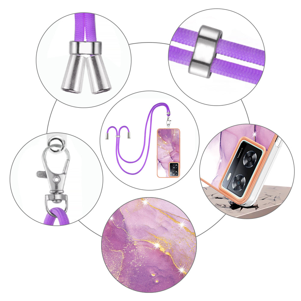 YB IMD Series-9 TPU Phone Case for OnePlus Nord N300 5G / Oppo A57 4G / A57 (2022) 5G / A77 5G / K10 5G / Realme Q5i / Narzo 50 5G / V23 5G , Marble Pattern IMD Cover - Purple 001