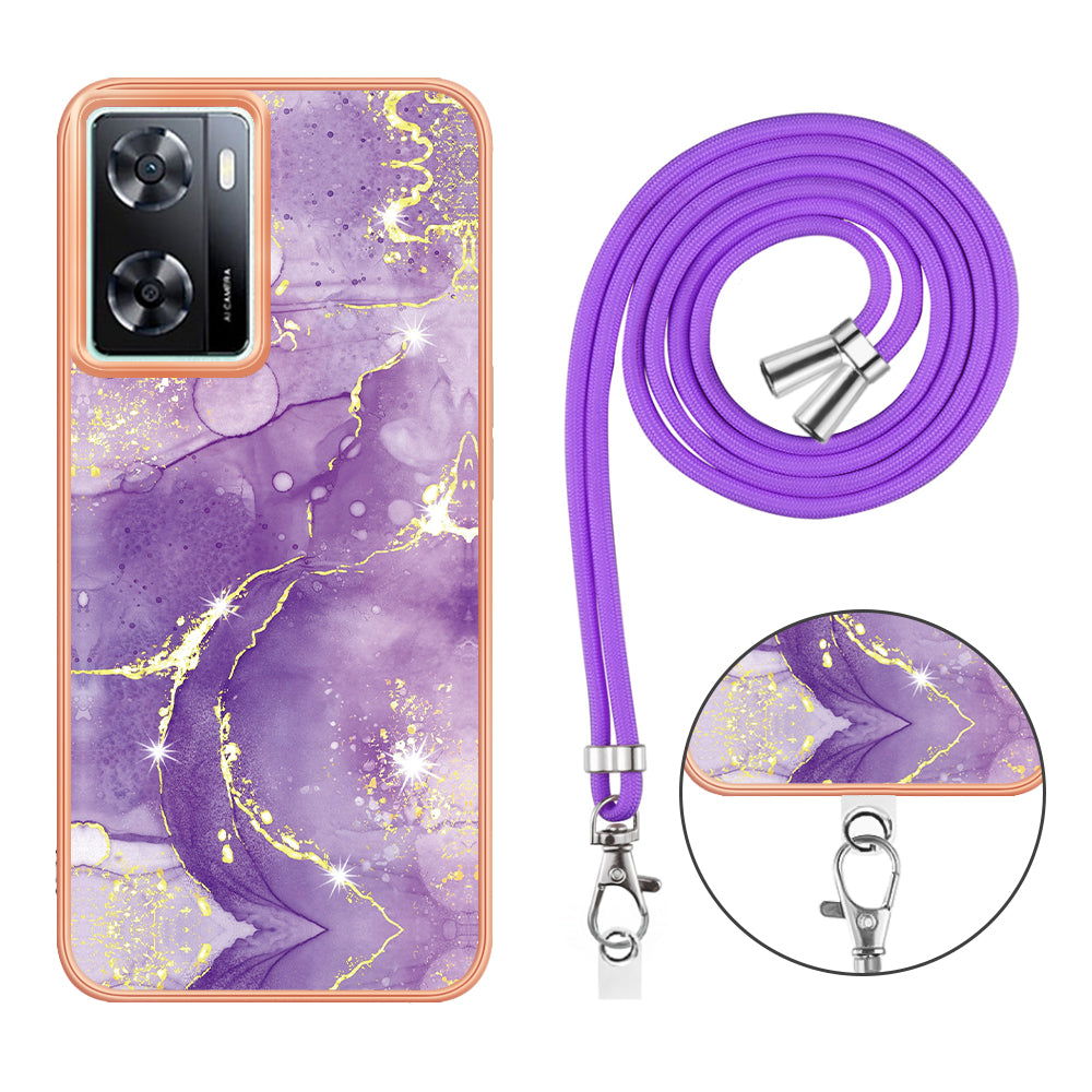 YB IMD Series-9 TPU Phone Case for OnePlus Nord N300 5G / Oppo A57 4G / A57 (2022) 5G / A77 5G / K10 5G / Realme Q5i / Narzo 50 5G / V23 5G , Marble Pattern IMD Cover - Purple 002