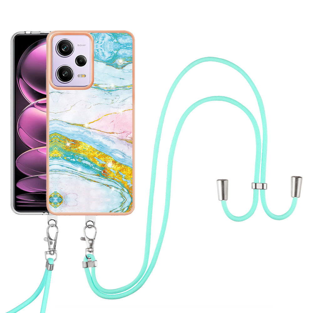 YB IMD Series-9 TPU Phone Case for Xiaomi Redmi Note 12 Pro 5G / Note 12 Pro Speed 5G / Poco X5 Pro 5G , Marble Pattern Electroplated Cover - Green 004