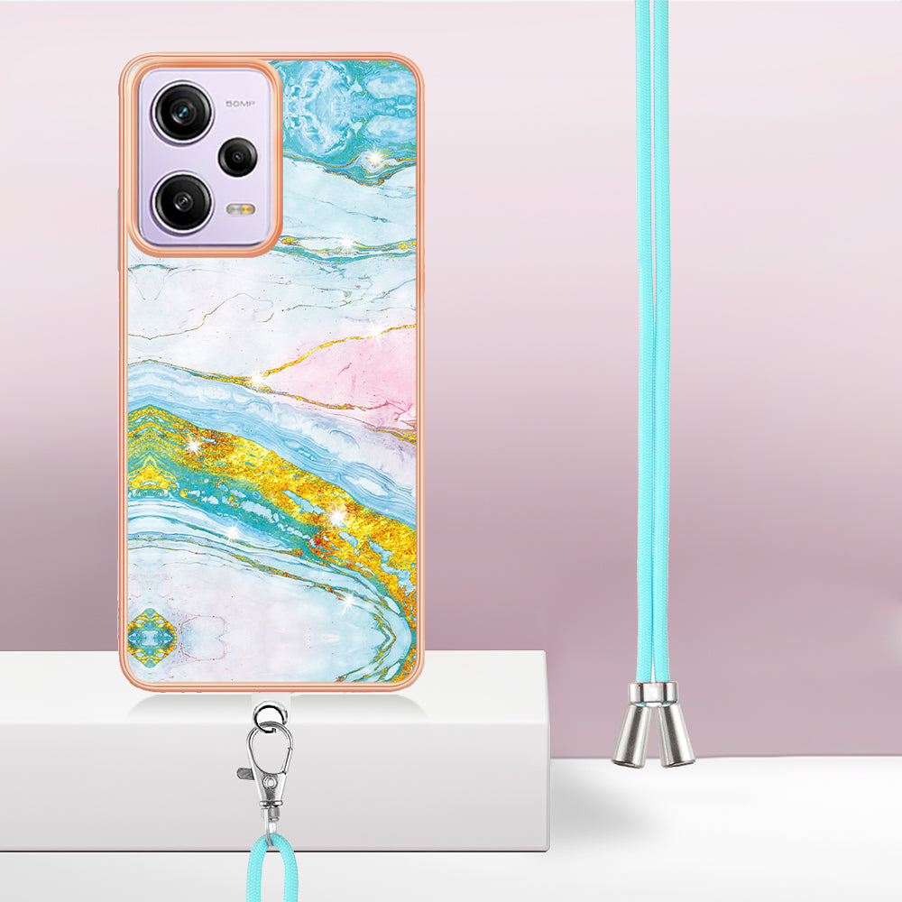 YB IMD Series-9 TPU Phone Case for Xiaomi Redmi Note 12 Pro 5G / Note 12 Pro Speed 5G / Poco X5 Pro 5G , Marble Pattern Electroplated Cover - Green 004