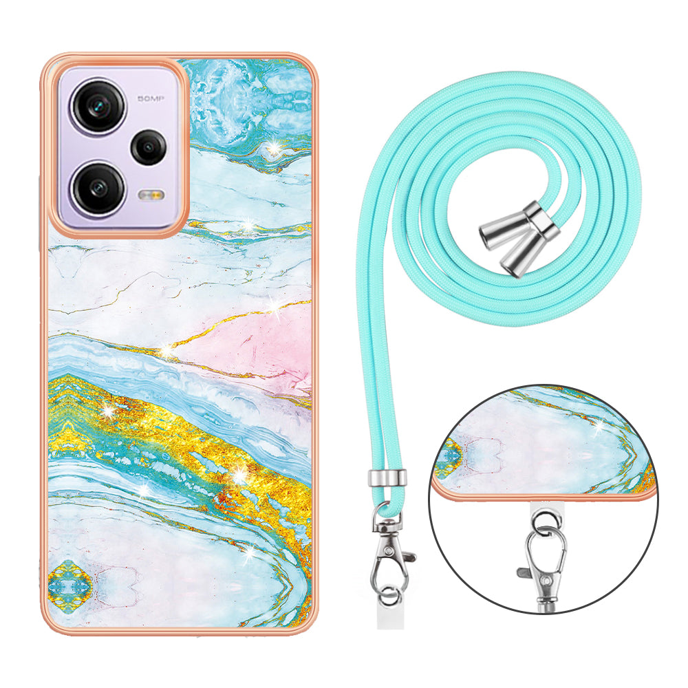 YB IMD Series-9 TPU Phone Case for Xiaomi Redmi Note 12 Pro 5G / Note 12 Pro Speed 5G / Poco X5 Pro 5G , Marble Pattern Electroplated Cover - Green 004