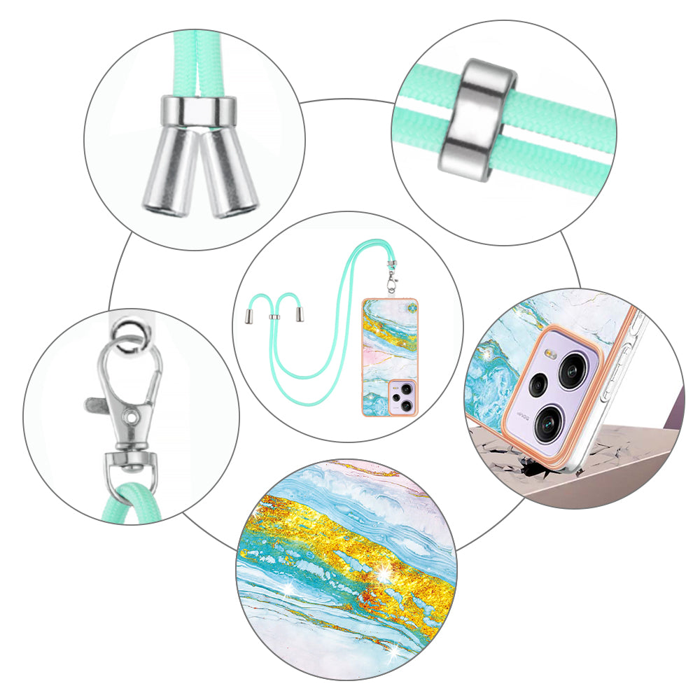 YB IMD Series-9 TPU Phone Case for Xiaomi Redmi Note 12 Pro 5G / Note 12 Pro Speed 5G / Poco X5 Pro 5G , Marble Pattern Electroplated Cover - Green 004